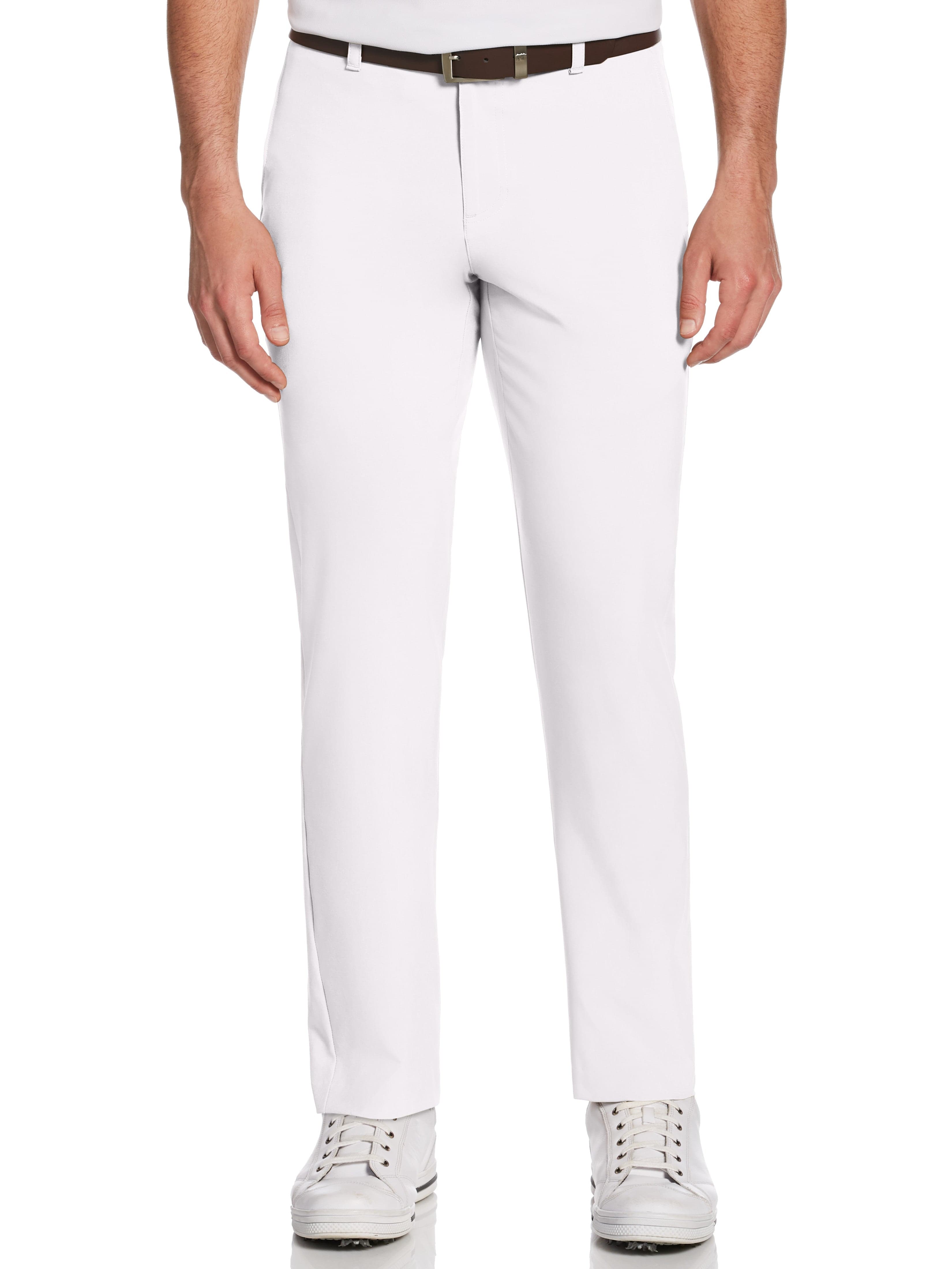 Jack Nicklaus Mens Flat Front Solid Flex Golf Pants w/ Active Waistband, Size 38 x 32, White, Polyester/Elastane | Golf Apparel Shop