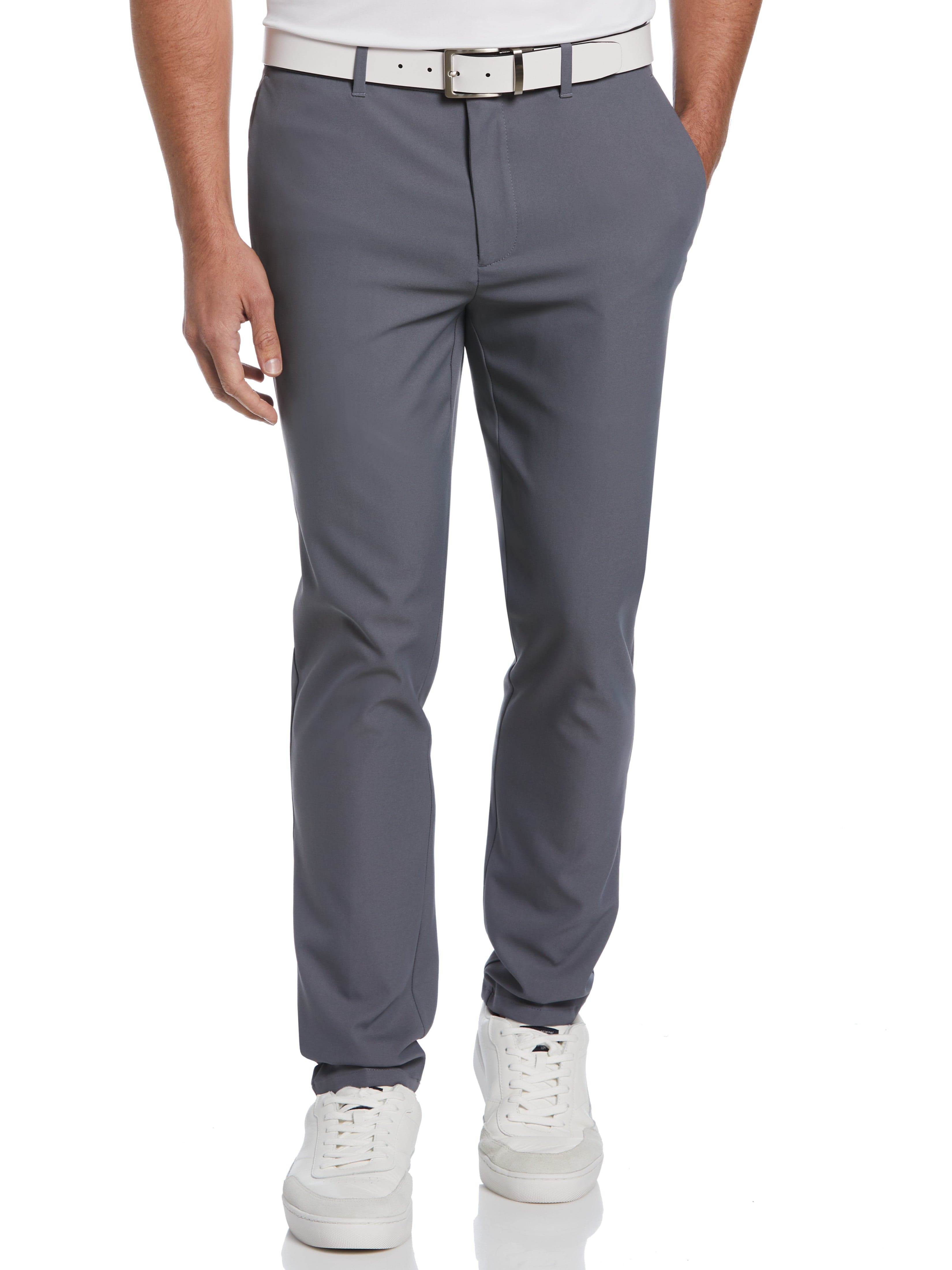 Original Penguin Mens Flat Front Solid Golf Pants, Size 30 x 32, Quiet Shade Gray, 100% Polyester | Golf Apparel Shop