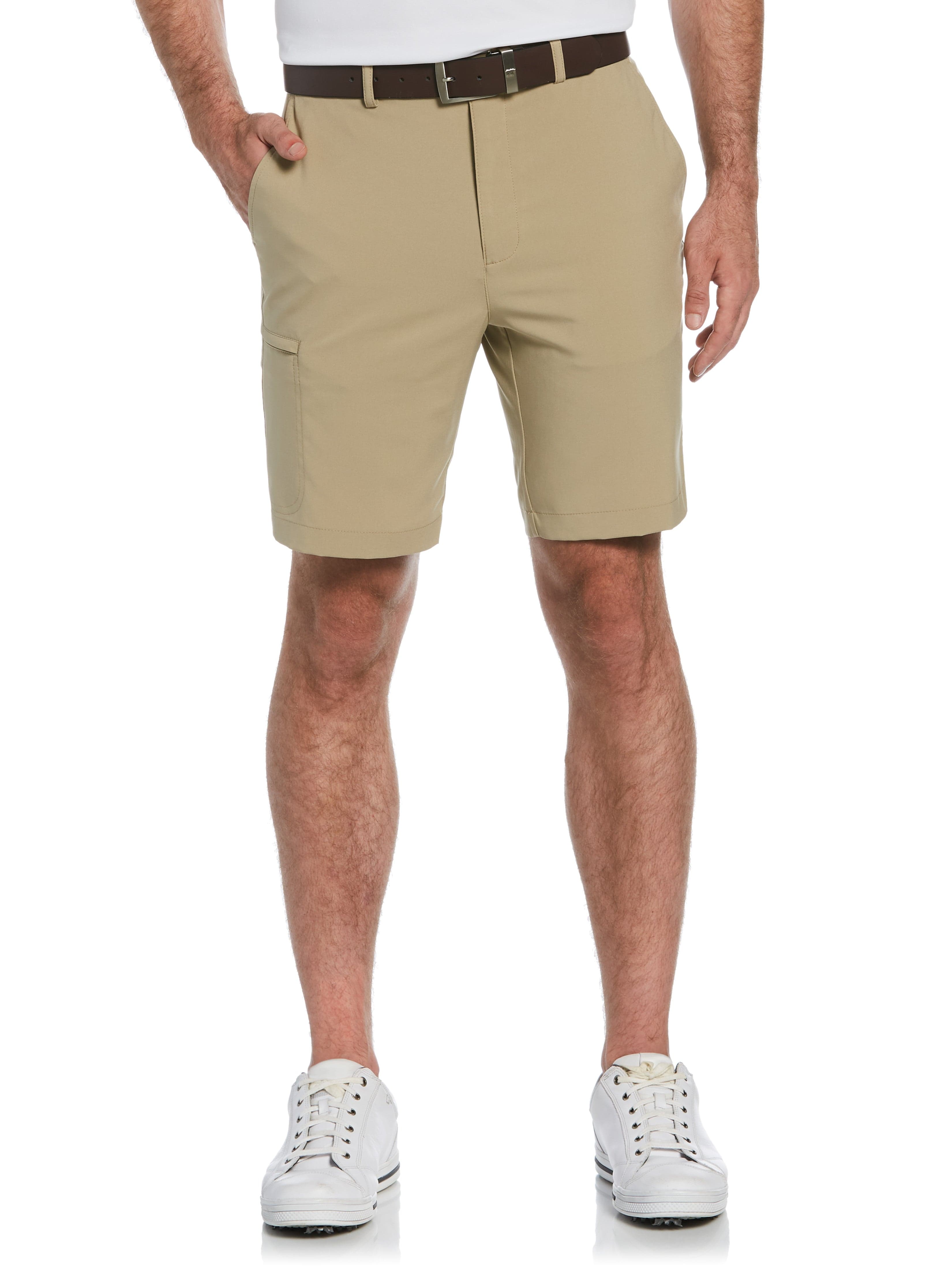 Jack Nicklaus Mens Flat Front Solid Golf Shorts w/ Cargo Pocket, Size 44, Chinchilla Beige, 100% Polyester | Golf Apparel Shop