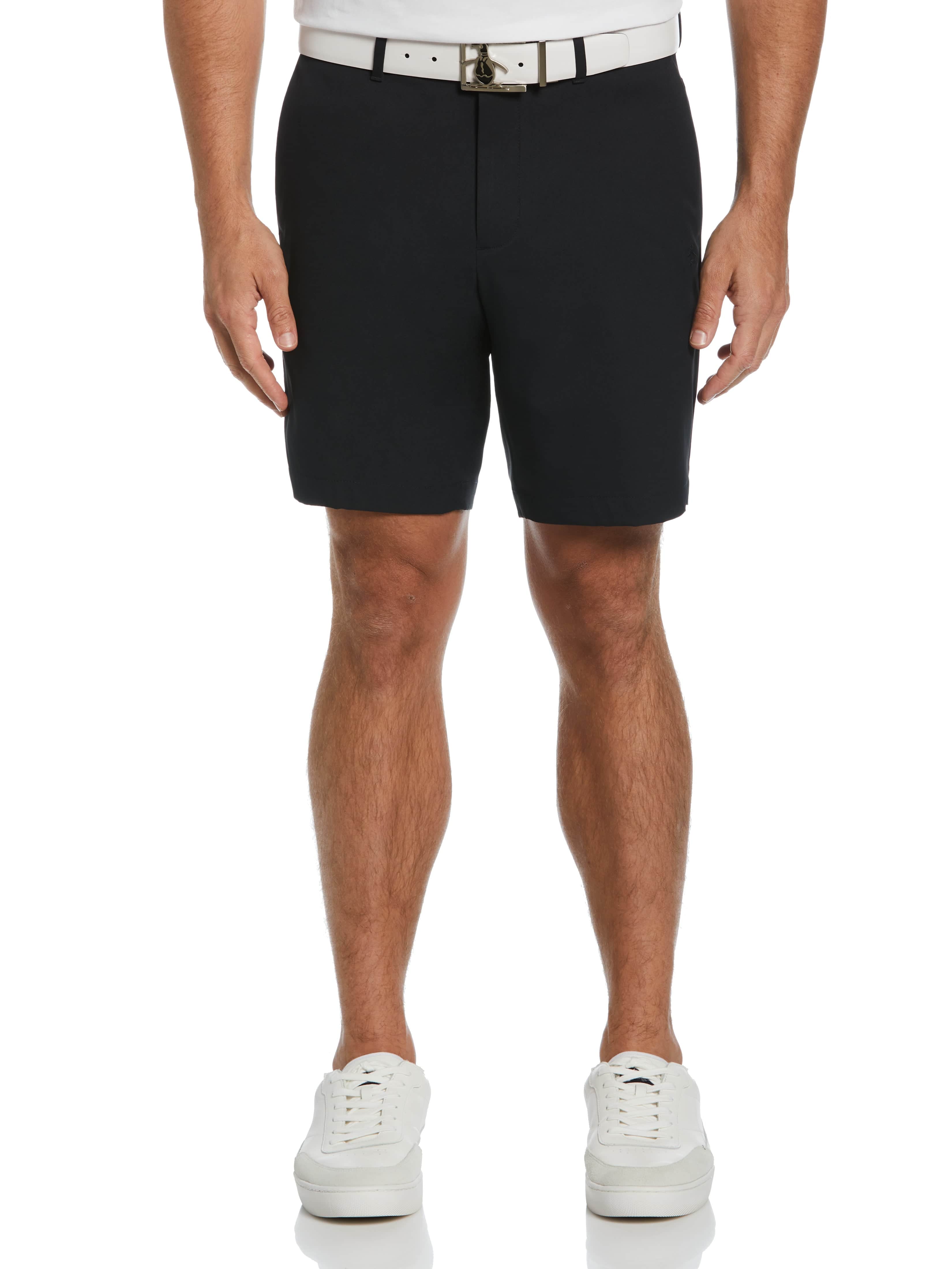 Original Penguin Mens Front Golf Solid Flat Shorts, Size 36, Black, 100% Polyester | Golf Apparel Shop