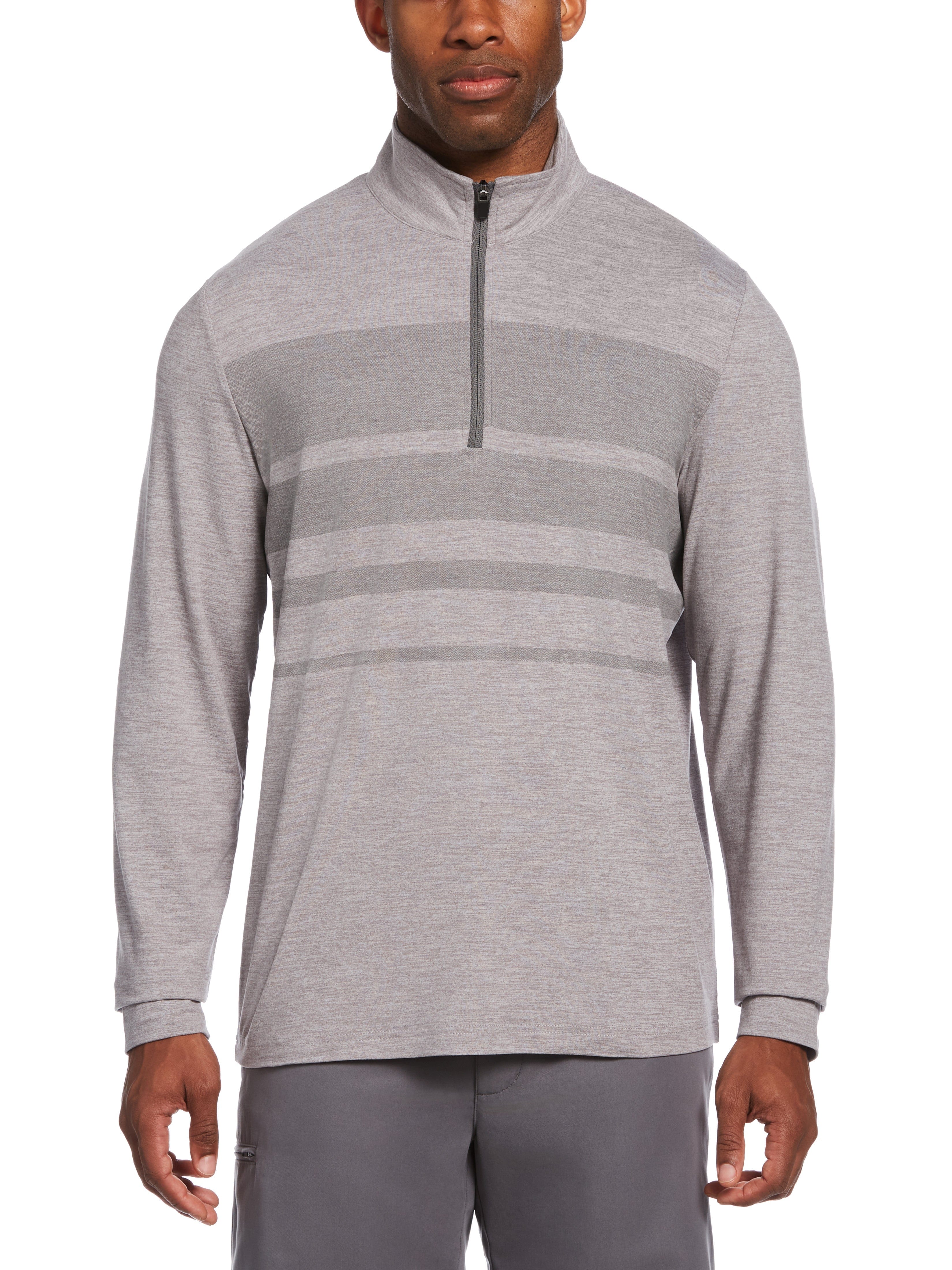 PGA TOUR Apparel Mens Luxury Performance Stretch 1/4 Zip Golf Pullover Top, Size 3XL, Light Grey Heather Gray, Polyester/Elastane | Golf Apparel Shop