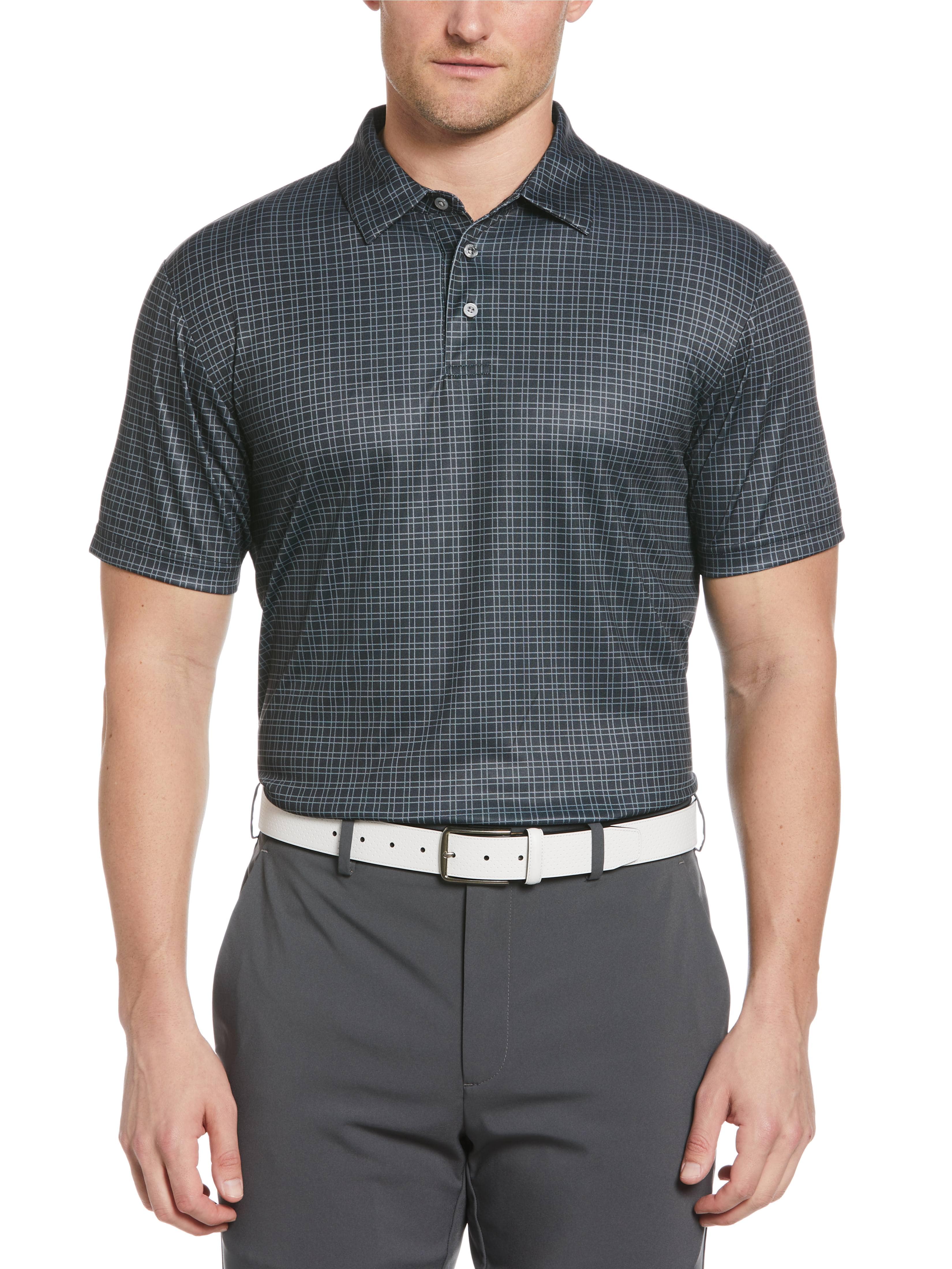 PGA TOUR Apparel Mens Menswear Print Golf Polo Shirt, Size Small, Black, 100% Polyester | Golf Apparel Shop