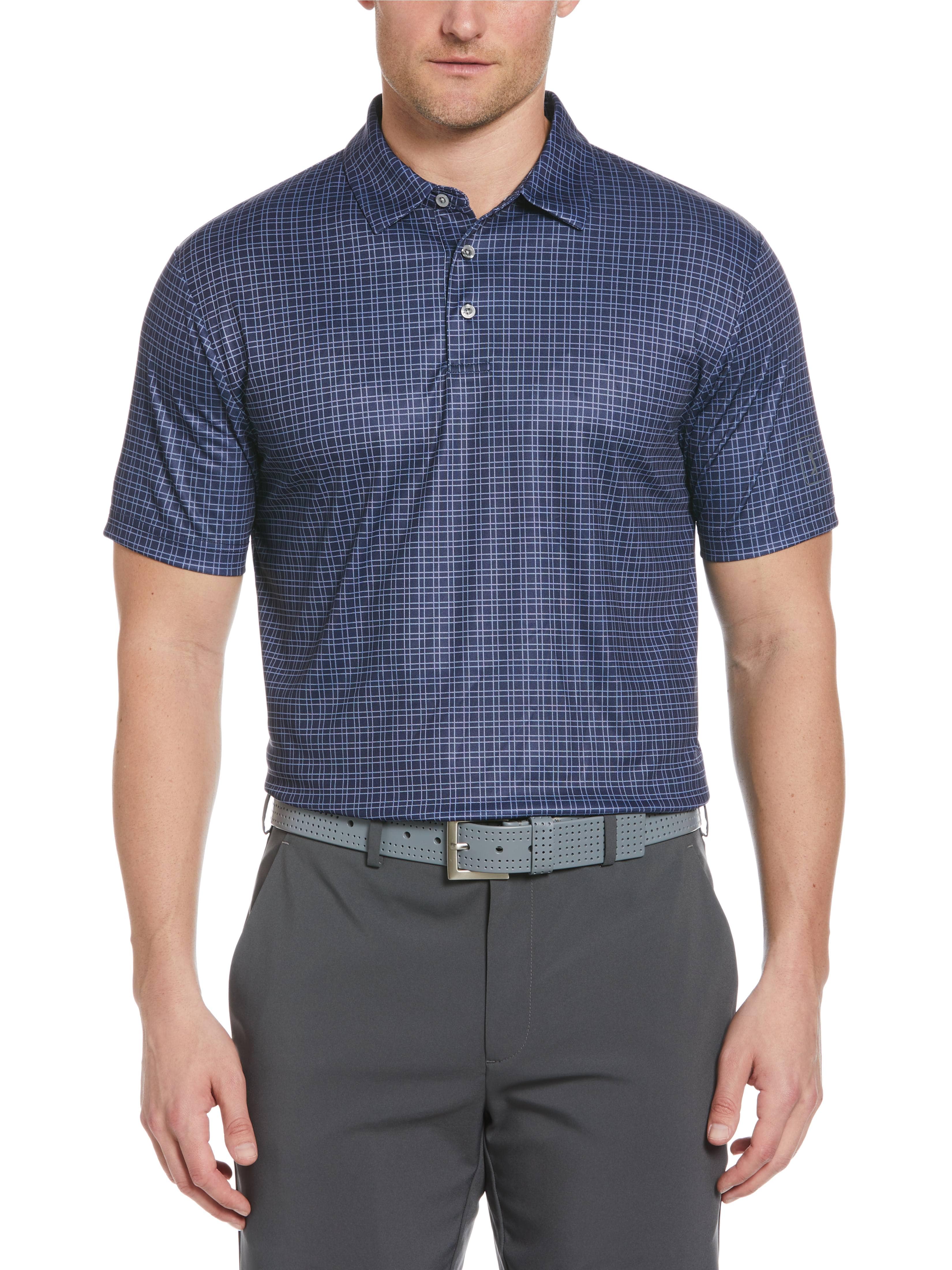 PGA TOUR Apparel Mens Menswear Print Golf Polo Shirt, Size Small, Navy Blue, 100% Polyester | Golf Apparel Shop