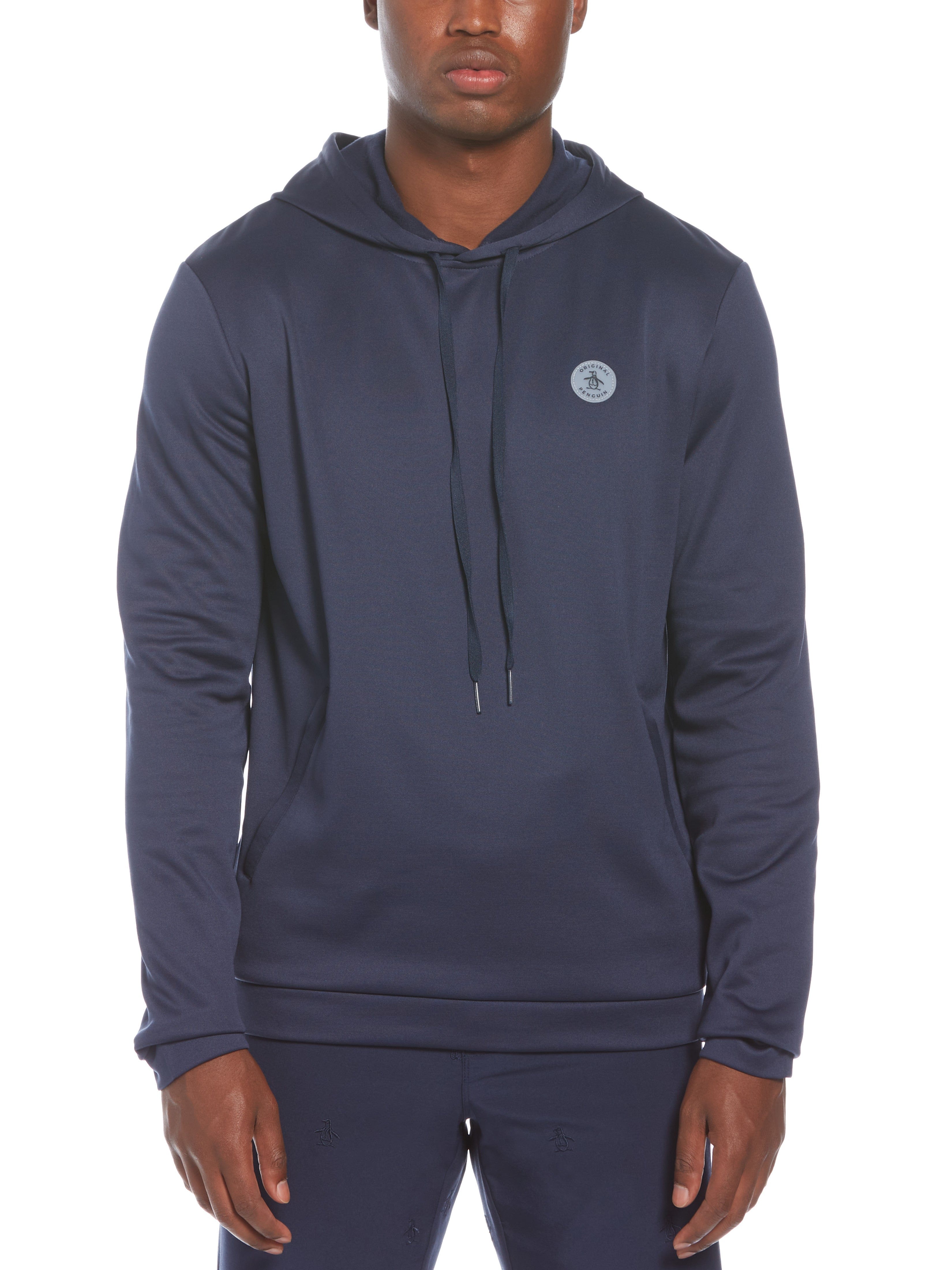 Original Penguin Mens Midweight Layering Golf Hoodie Jacket Top, Size Medium, Dark Navy Blue, 100% Polyester | Golf Apparel Shop