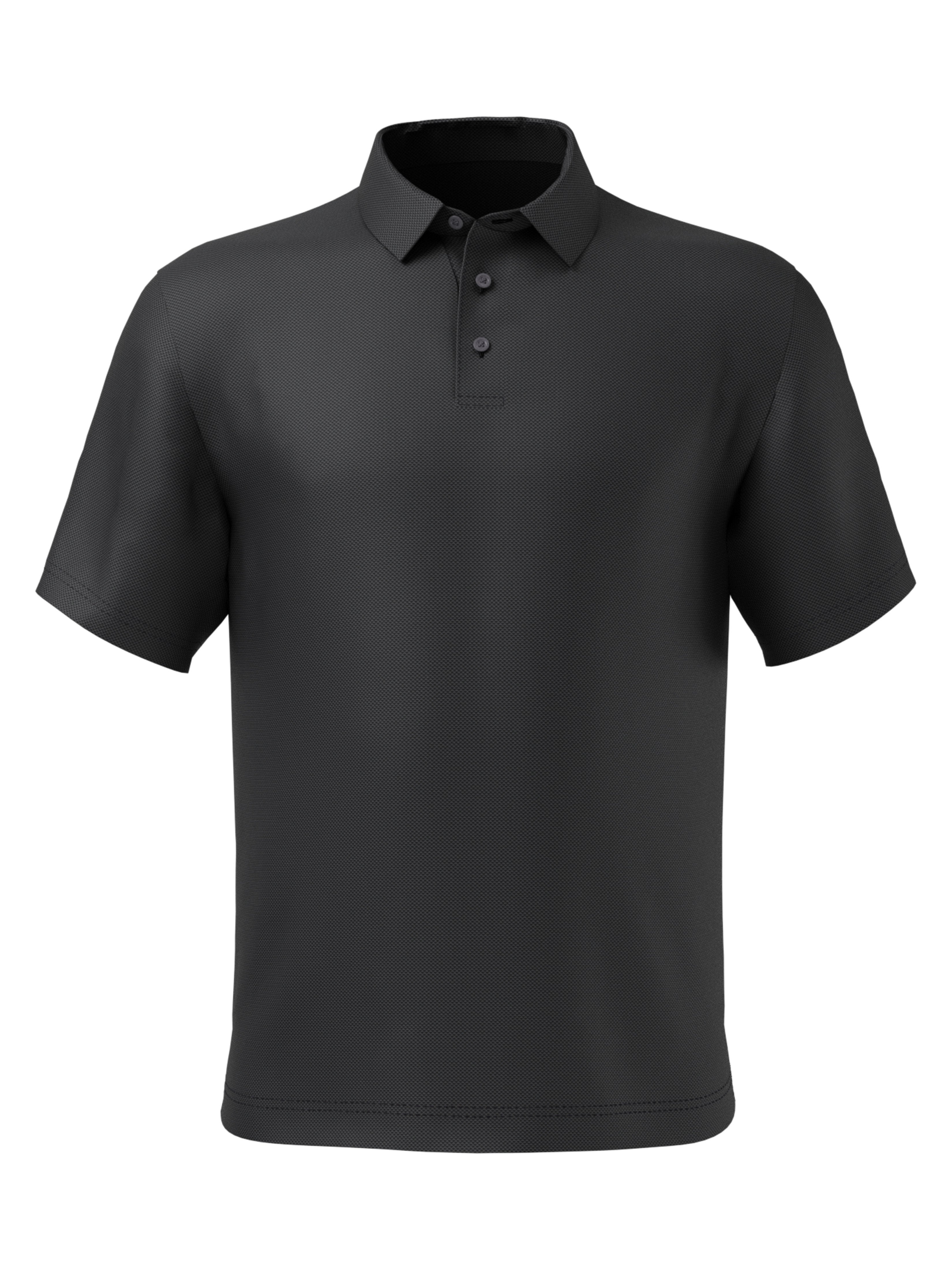 PGA TOUR Apparel Mens Mini Geometric Jacquard Polo Shirt, Size Medium, Black, 100% Polyester | Golf Apparel Shop