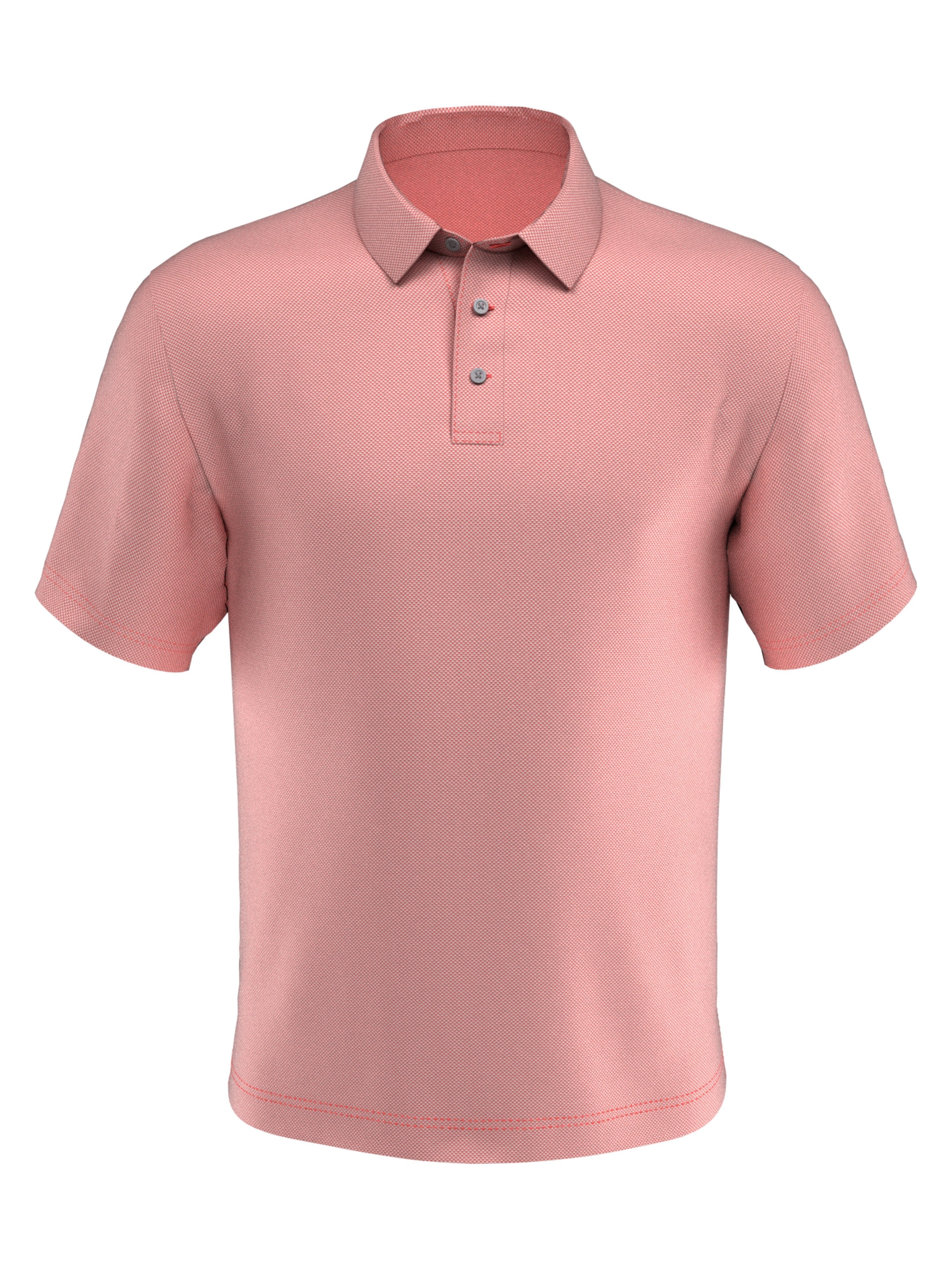 PGA TOUR Apparel Mens Mini Geometric Jacquard Polo Shirt, Size Medium, Dubarry Pink, 100% Polyester | Golf Apparel Shop