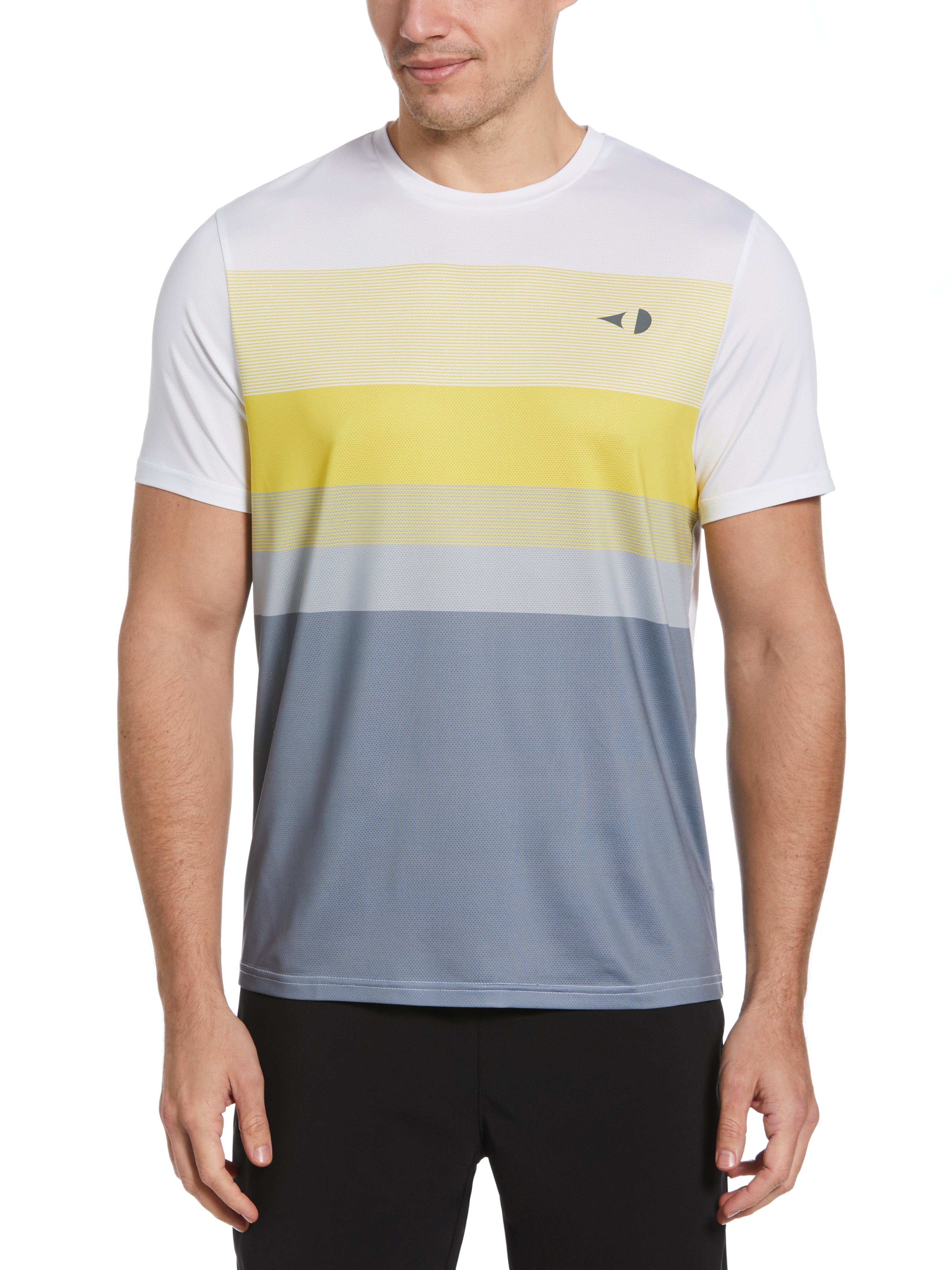 Grand Slam Mens Multi-Line Panel Print Tennis T-Shirt, Size XL, Flagstone Gray, Polyester/Spandex | Golf Apparel Shop