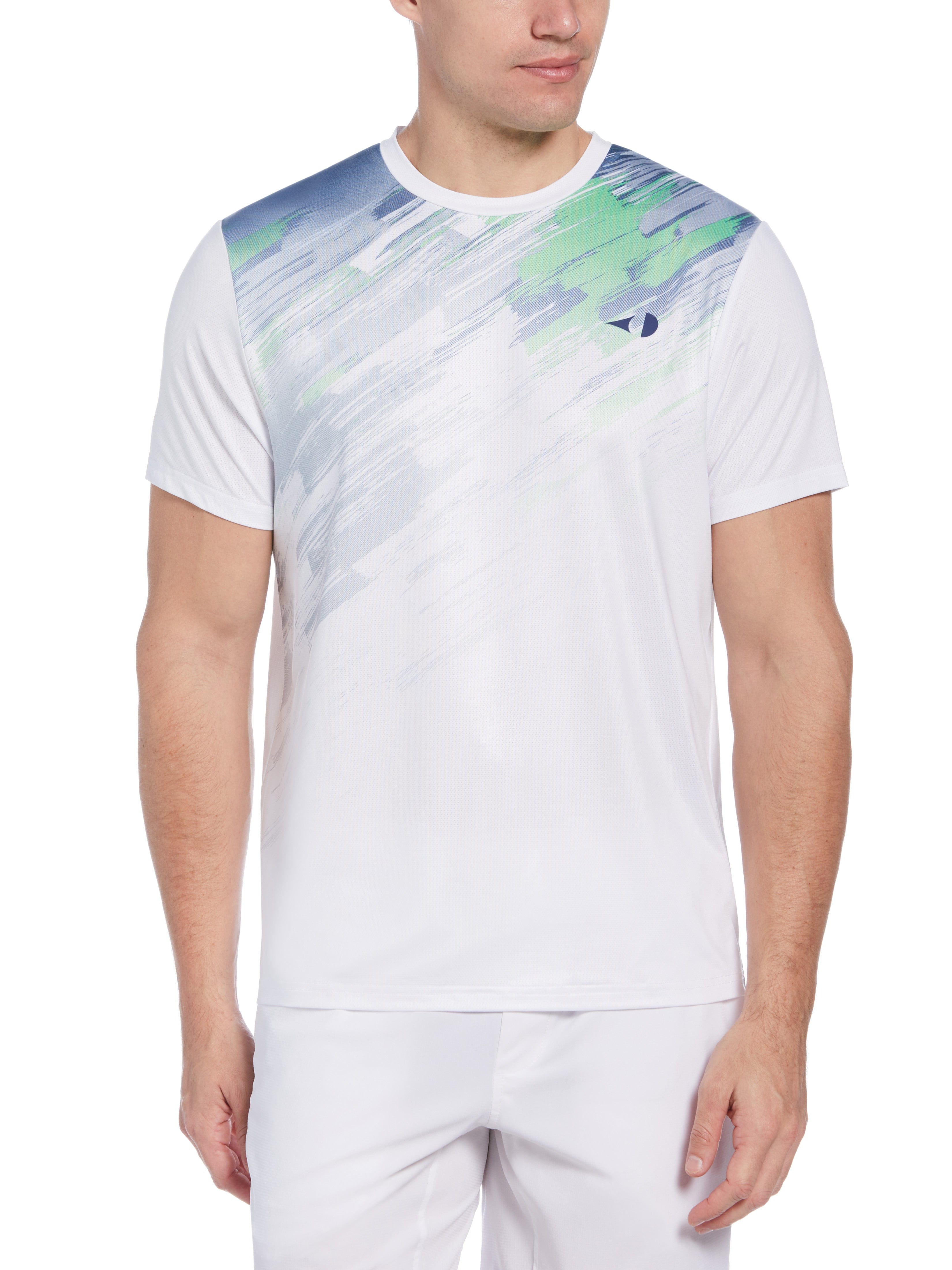 Grand Slam Mens Paint Splatter Printed Tennis T-Shirt, Size 2XL, White, Polyester/Spandex | Golf Apparel Shop