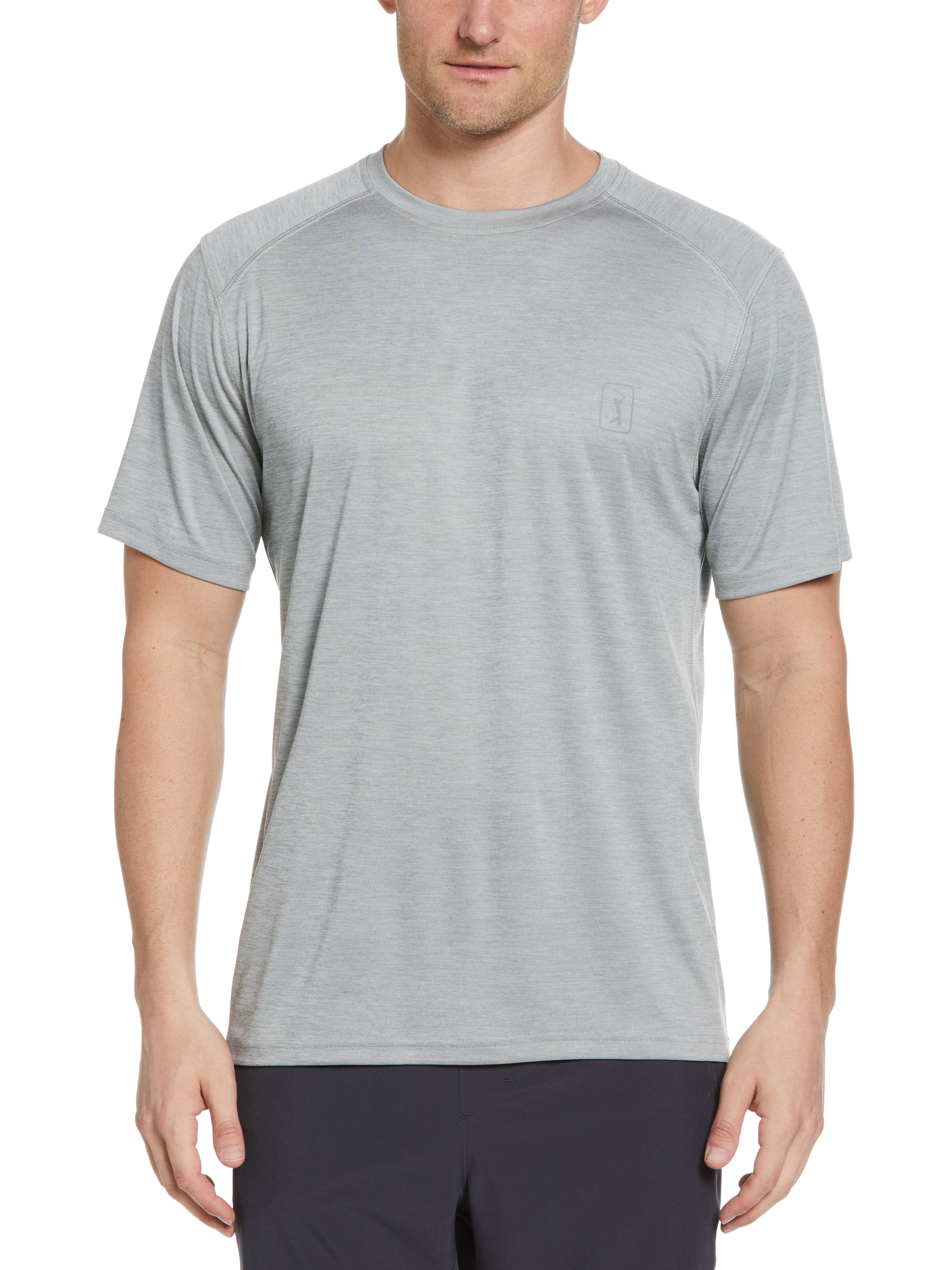 PGA TOUR Apparel Mens Performance Crew Golf T-Shirt, Size Medium, Light Grey Heather Gray, 100% Polyester | Golf Apparel Shop