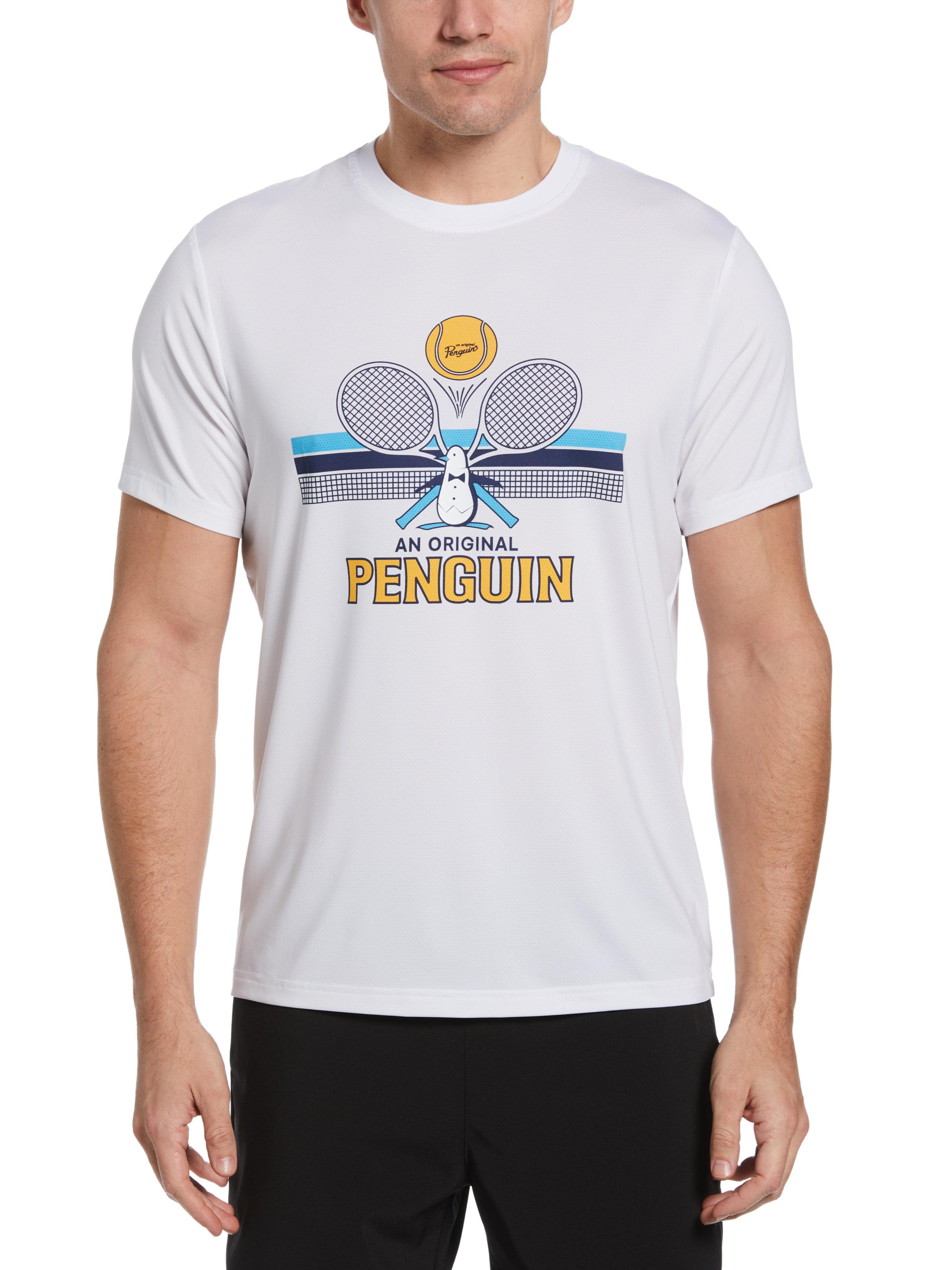 Original Penguin Mens Performance Trademark Resort Graphic Tennis T-Shirt, Size 2XL, White, Polyester/Recycled Polyester/Elastane | Golf Apparel Shop