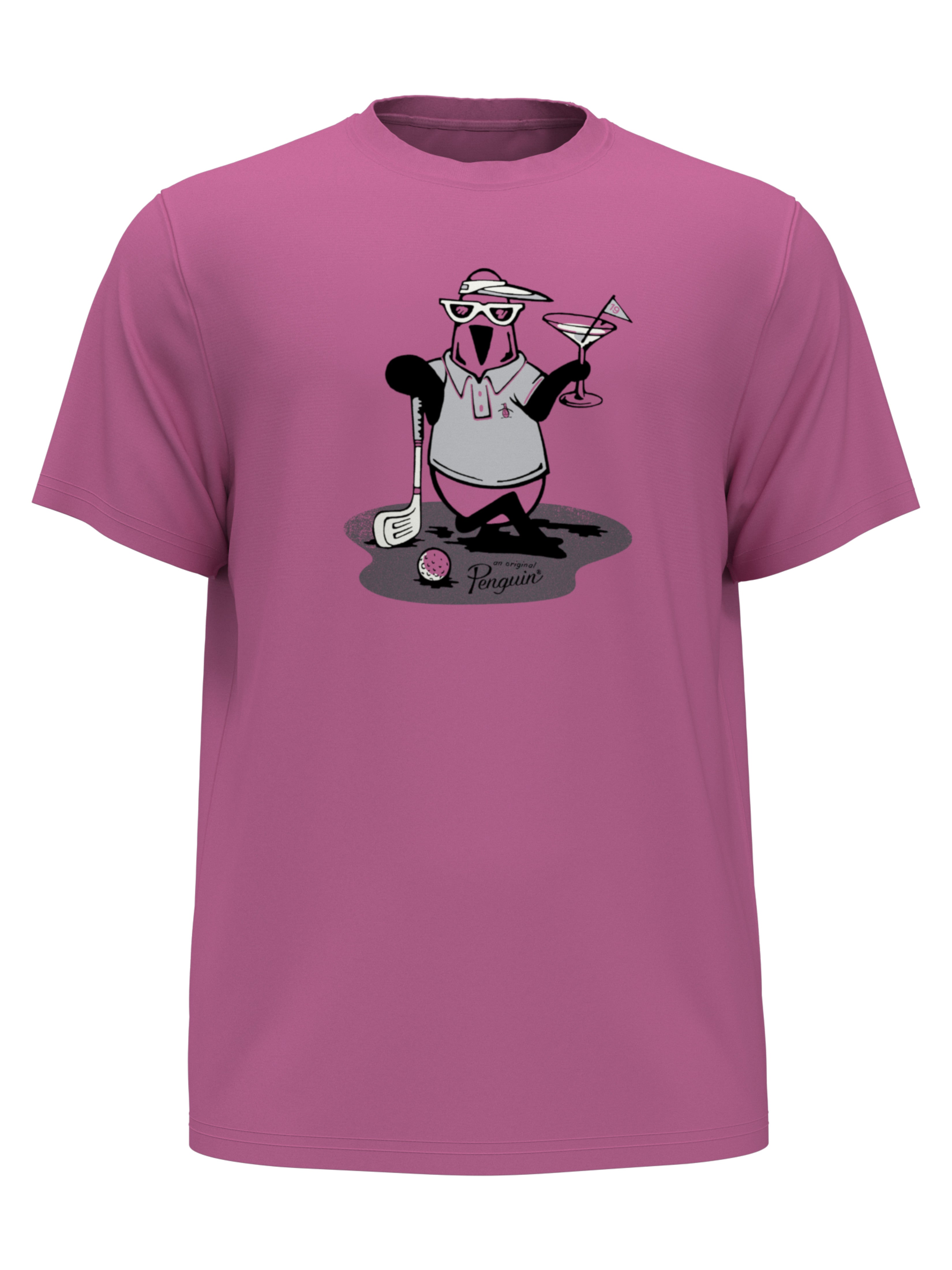 Original Penguin Mens Petes In Da Party Graphic Golf T-Shirt, Size 2XL, Rose Bouquet Pink, 100% Cotton | Golf Apparel Shop