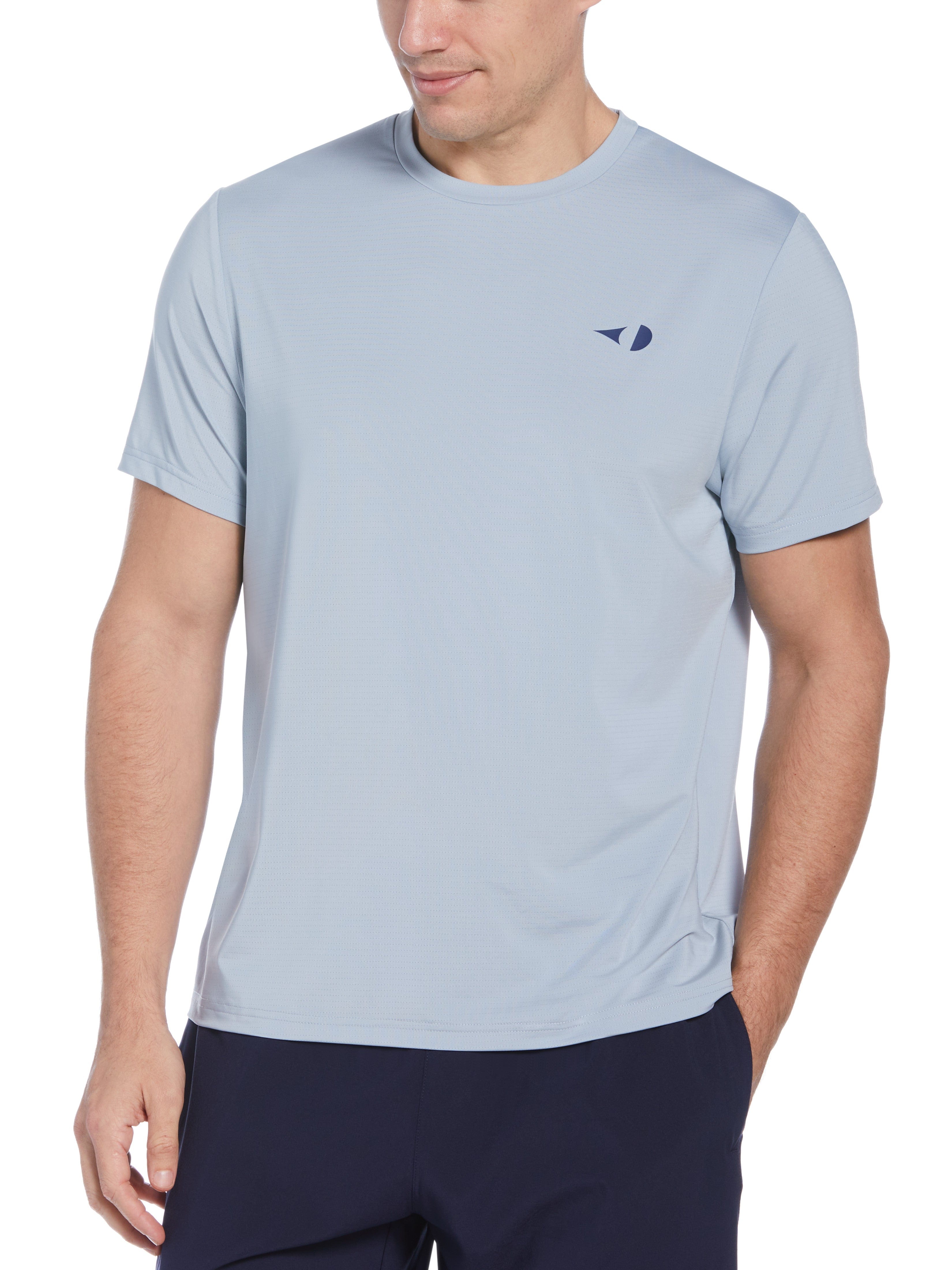 Grand Slam Mens Pin Hole Mesh Tennis T-Shirt, Size Medium, Blue Fog Gray, Polyester/Elastane | Golf Apparel Shop