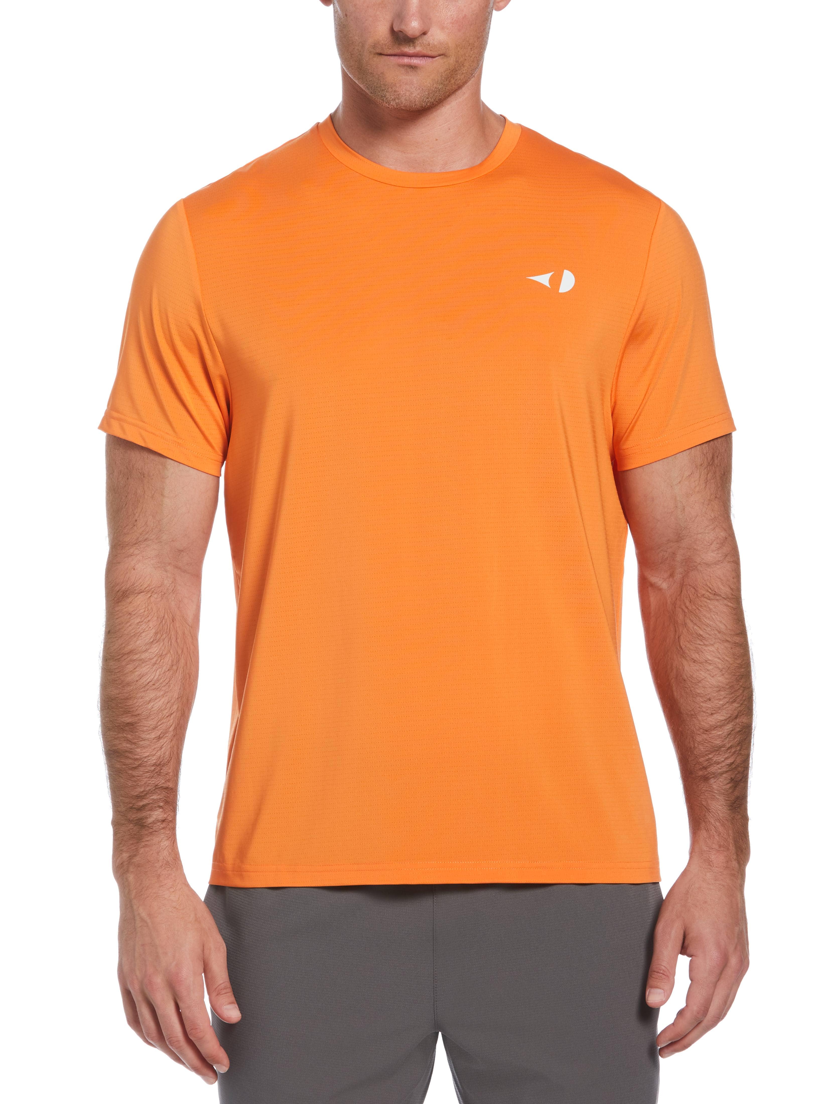 Grand Slam Mens Pin Hole Mesh Tennis T-Shirt, Size Medium, Candied Yams Orange, Polyester/Elastane | Golf Apparel Shop