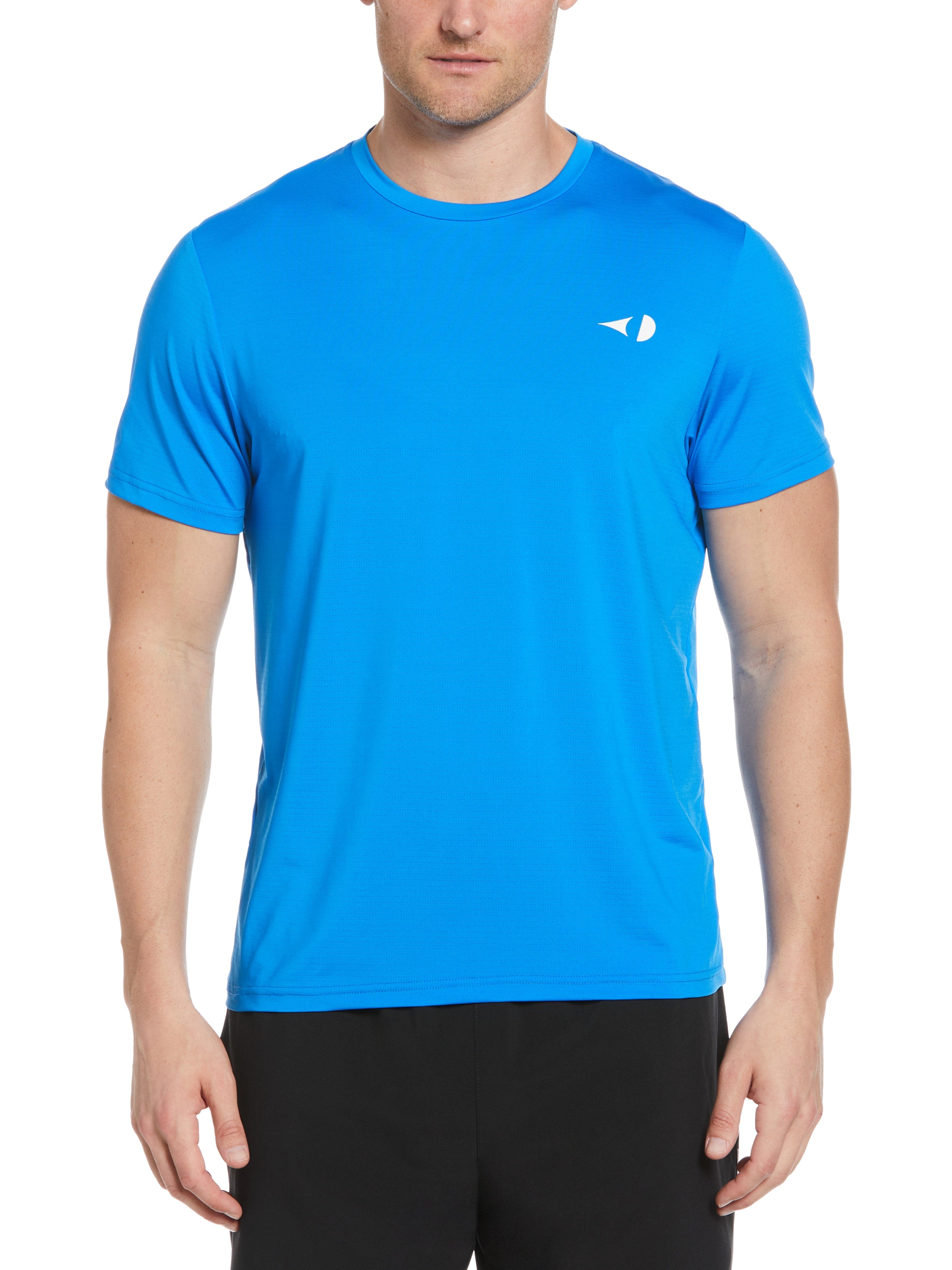 Grand Slam Mens Pin Hole Mesh Tennis T-Shirt, Size Large, Electric Bl Lemonade Blue, Polyester/Elastane | Golf Apparel Shop