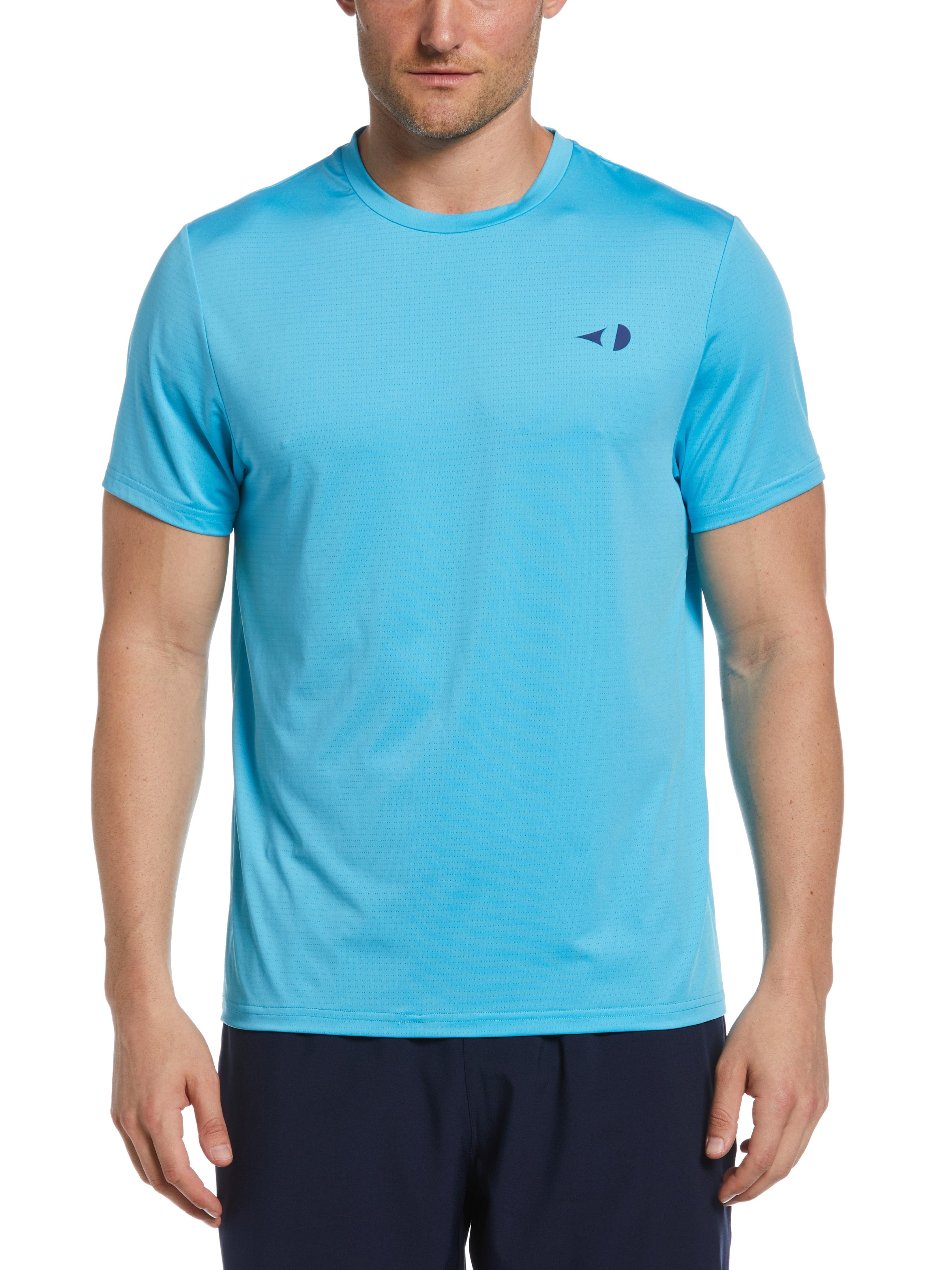 Grand Slam Mens Pin Hole Mesh Tennis T-Shirt, Size Medium, Out Of The Blue, Polyester/Elastane | Golf Apparel Shop