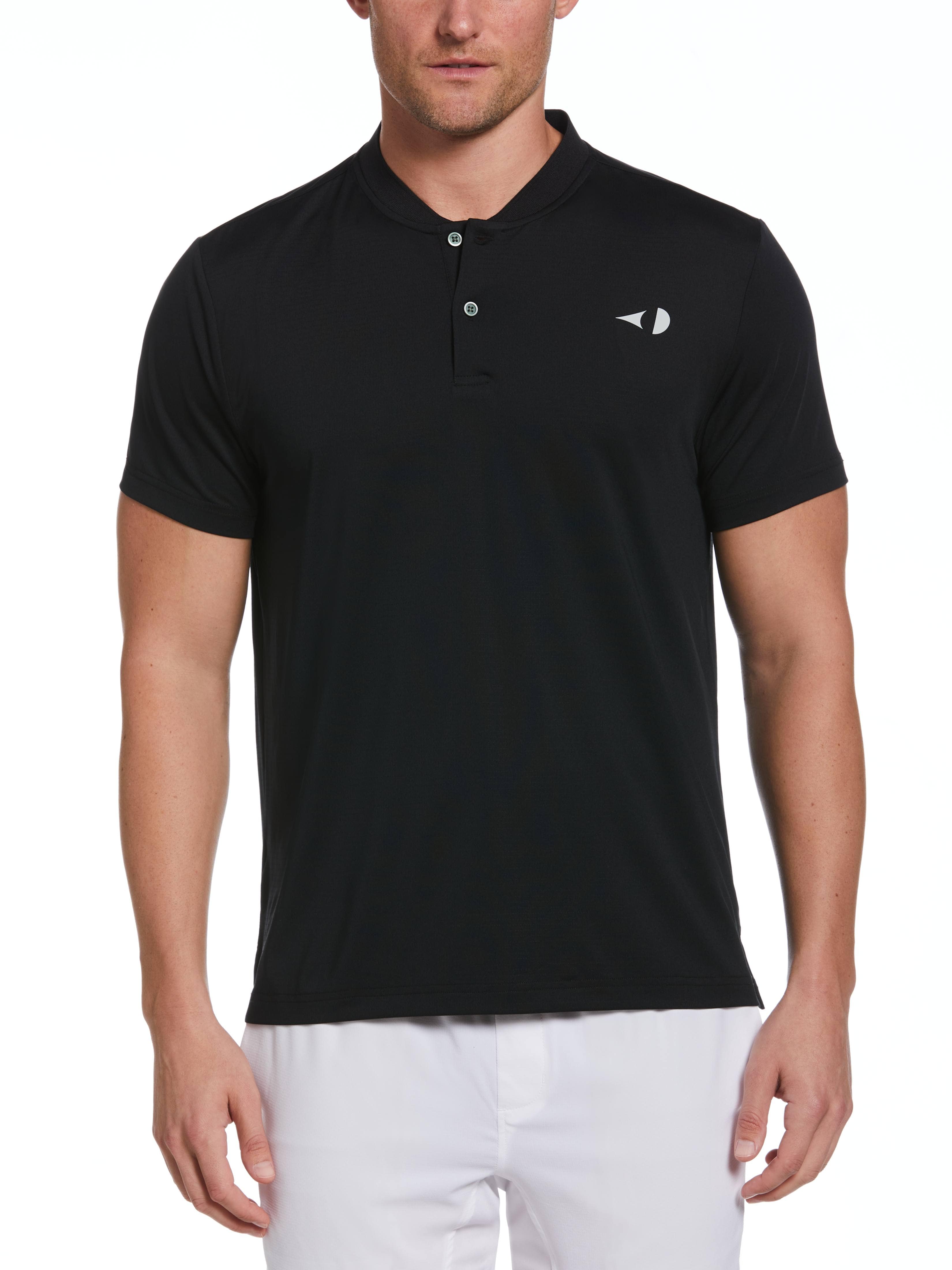 Grand Slam Mens Pinhole Mesh Edge Tennis Polo Shirt, Size Large, Black, Polyester/Elastane | Golf Apparel Shop