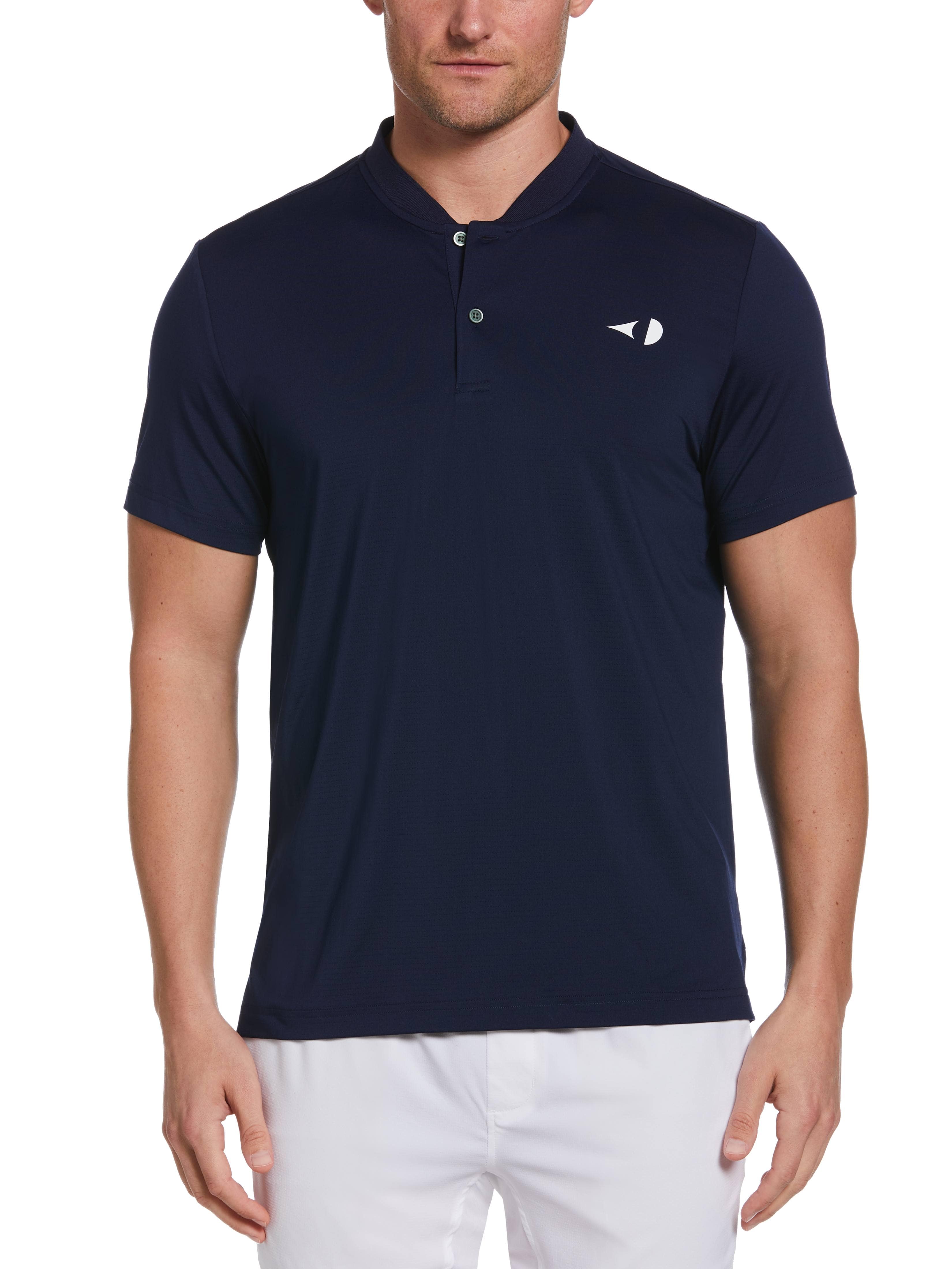 Grand Slam Mens Pinhole Mesh Edge Tennis Polo Shirt, Size Large, Navy Blue, Polyester/Elastane | Golf Apparel Shop