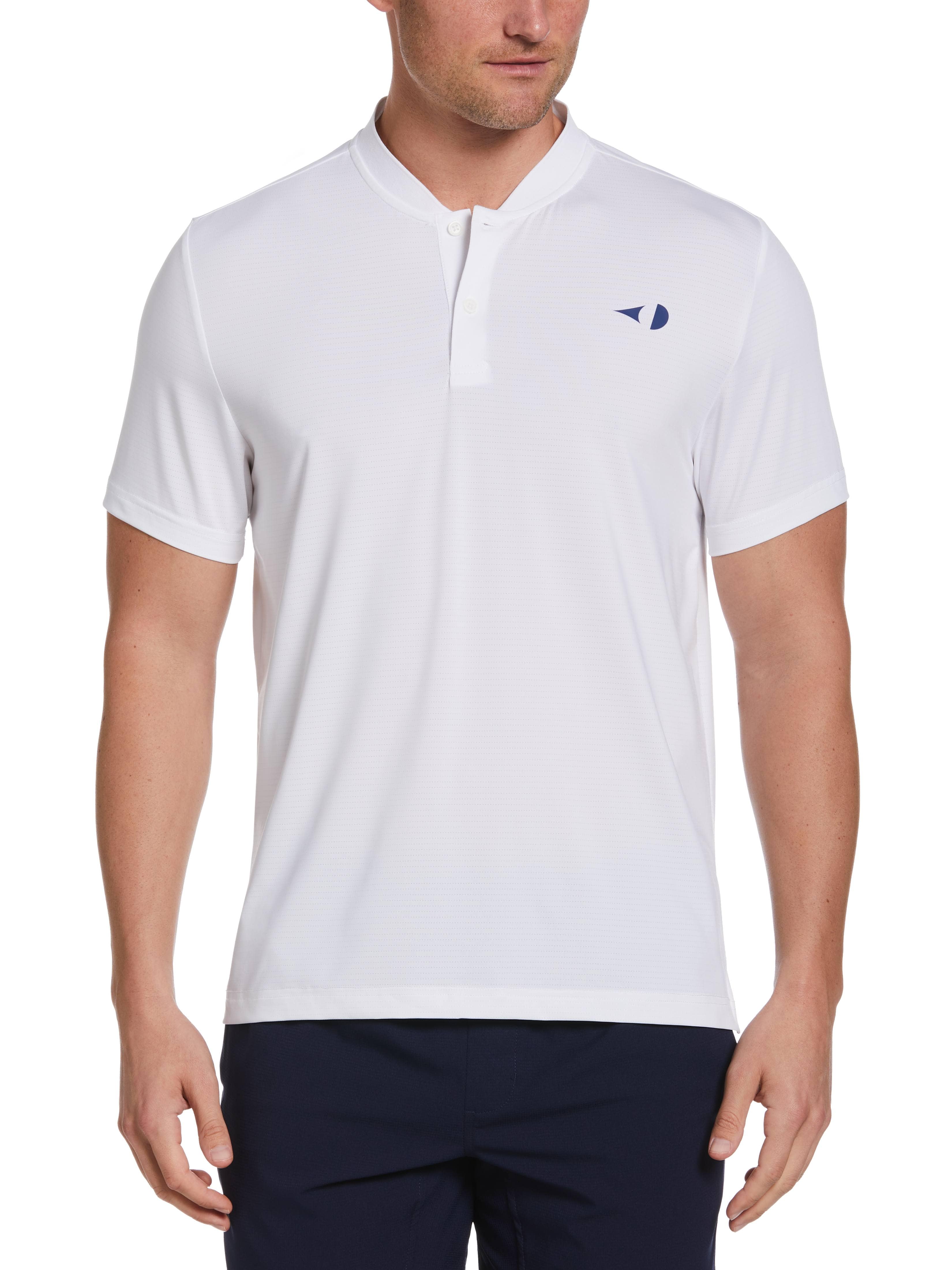 Grand Slam Mens Pinhole Mesh Edge Tennis Polo Shirt, Size Medium, White, Polyester/Elastane | Golf Apparel Shop