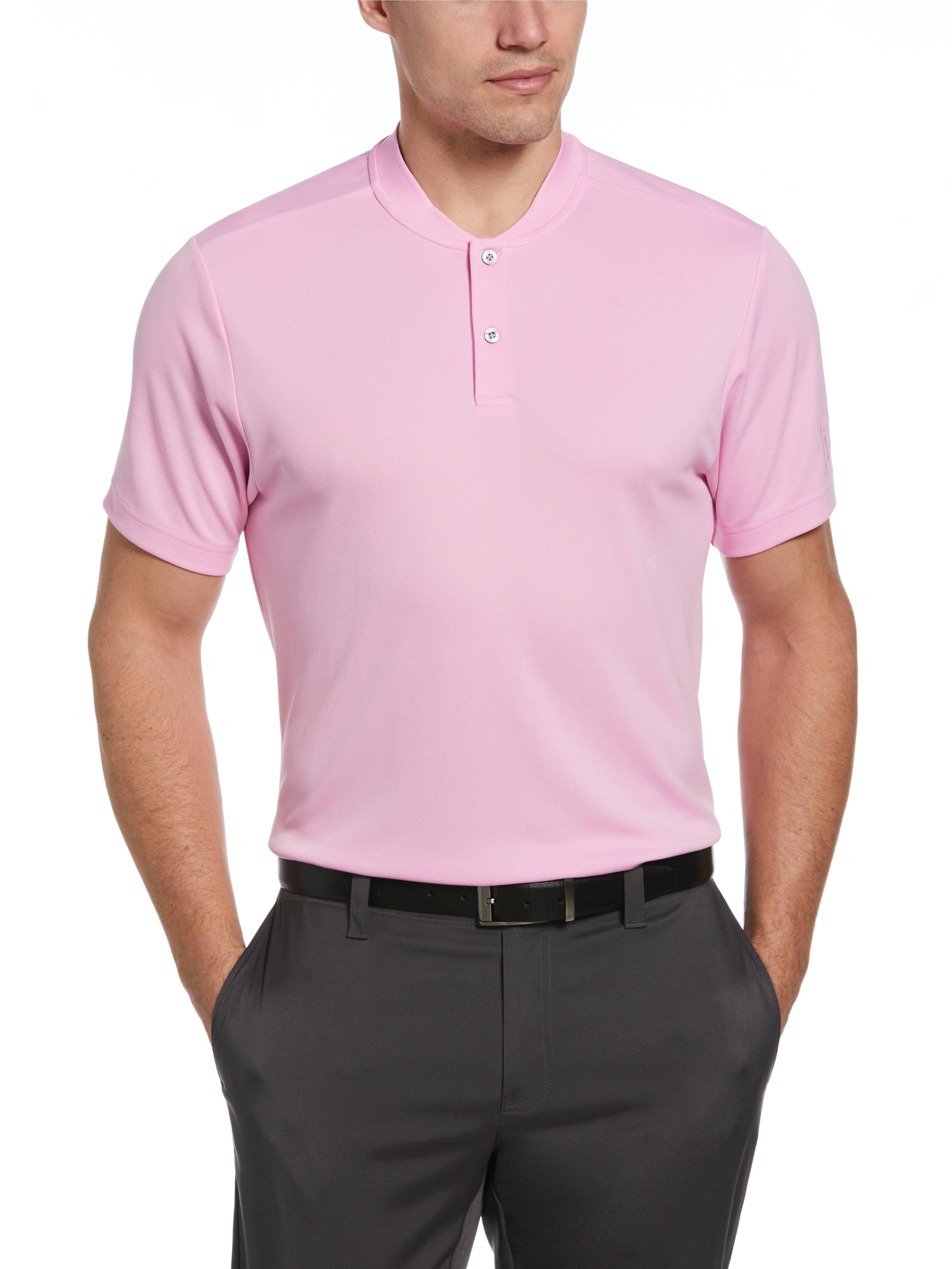 PGA TOUR Apparel Mens Pique Golf Polo Shirt w/ Casual Collar, Size 2XL, Bonbon Pink, 100% Polyester | Golf Apparel Shop