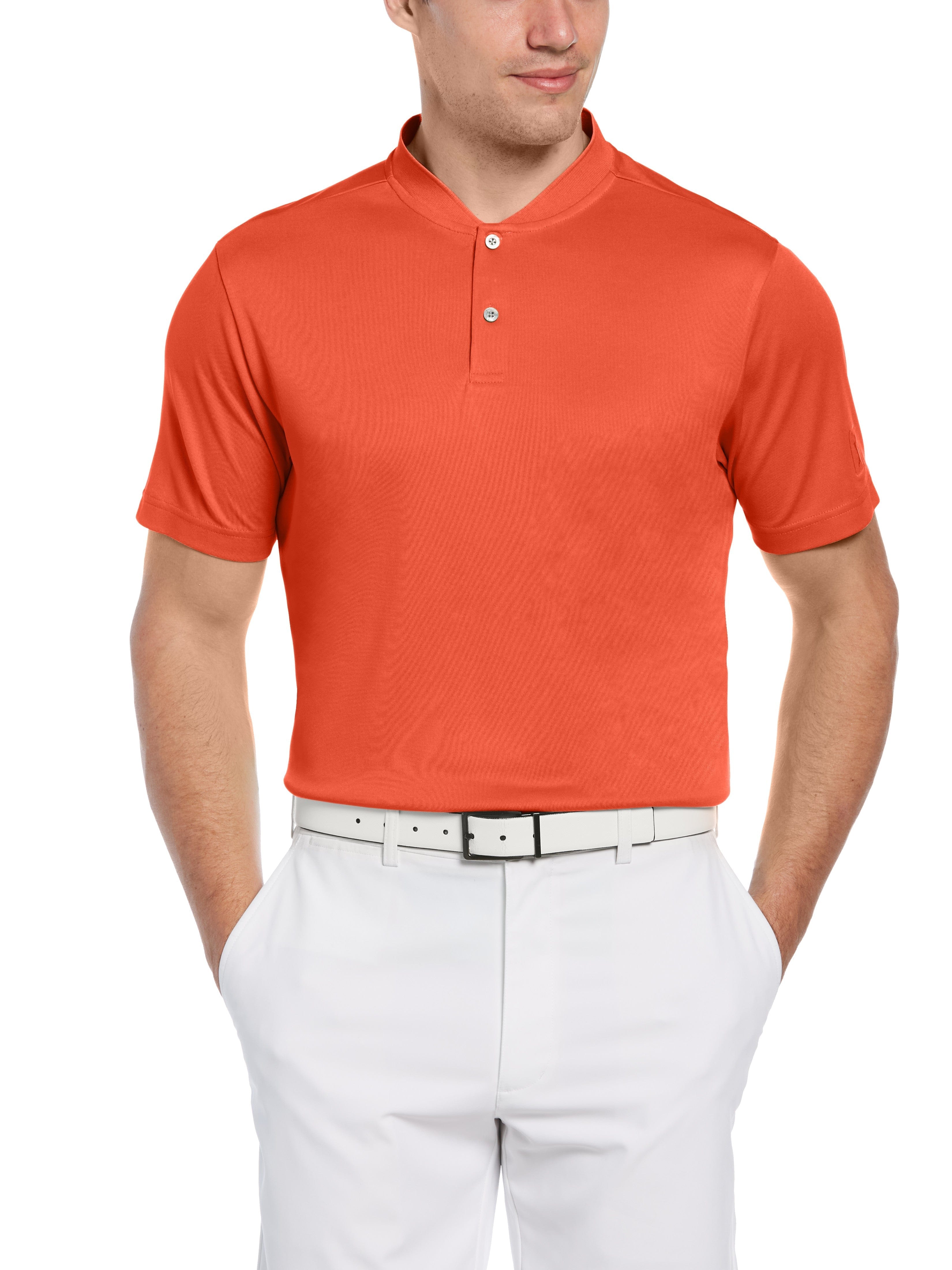 PGA TOUR Apparel Mens Pique Polo Shirt w/ Casual Collar, Size Large, Firelight Orange, 100% Polyester | Golf Apparel Shop