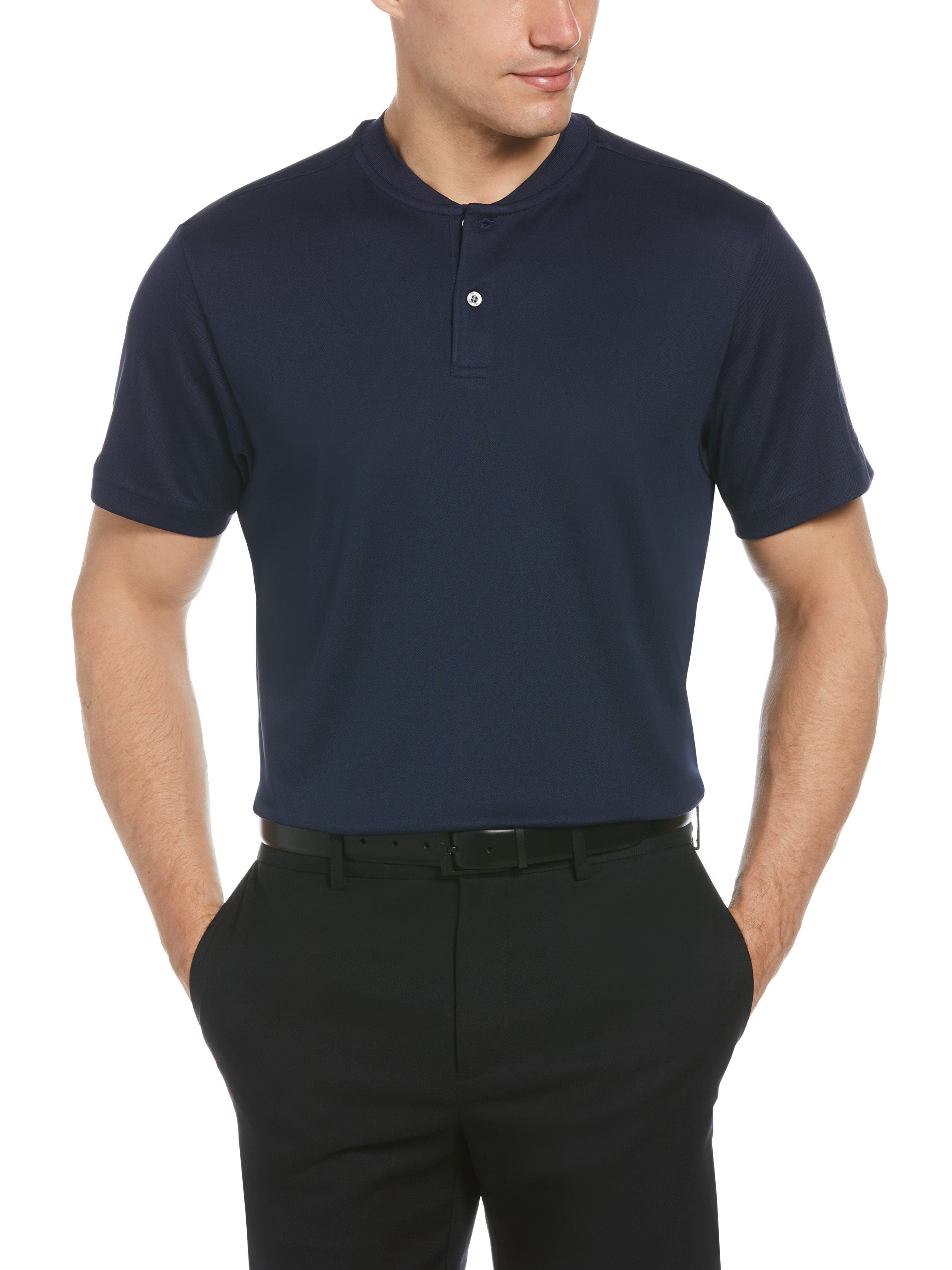 PGA TOUR Apparel Mens Pique Polo Shirt w/ Casual Collar, Size Small, Navy Blue, 100% Polyester | Golf Apparel Shop