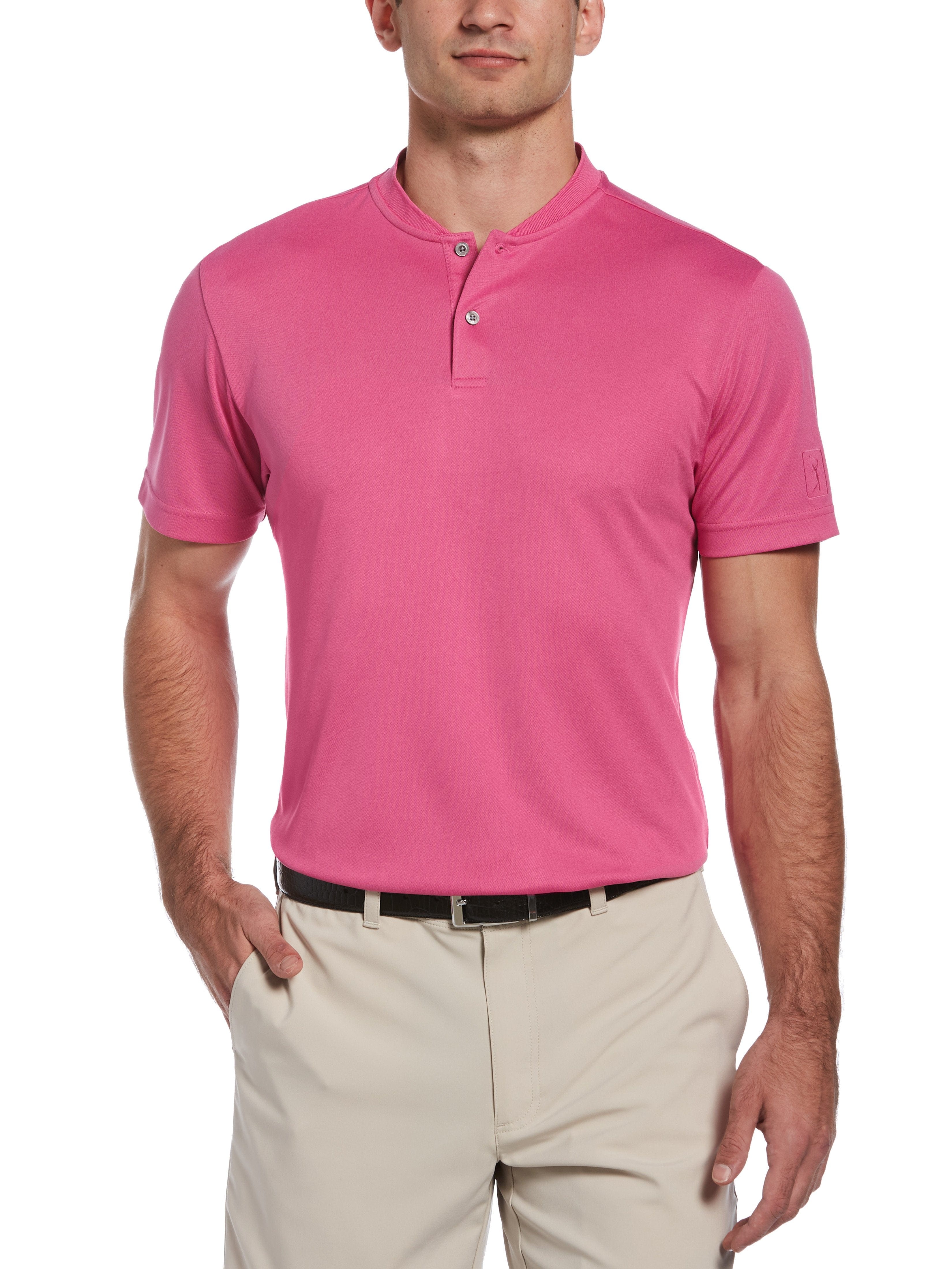 PGA TOUR Apparel Mens Pique Polo Shirt w/ Casual Collar, Size Medium, Purple Orchid Pink, 100% Polyester | Golf Apparel Shop