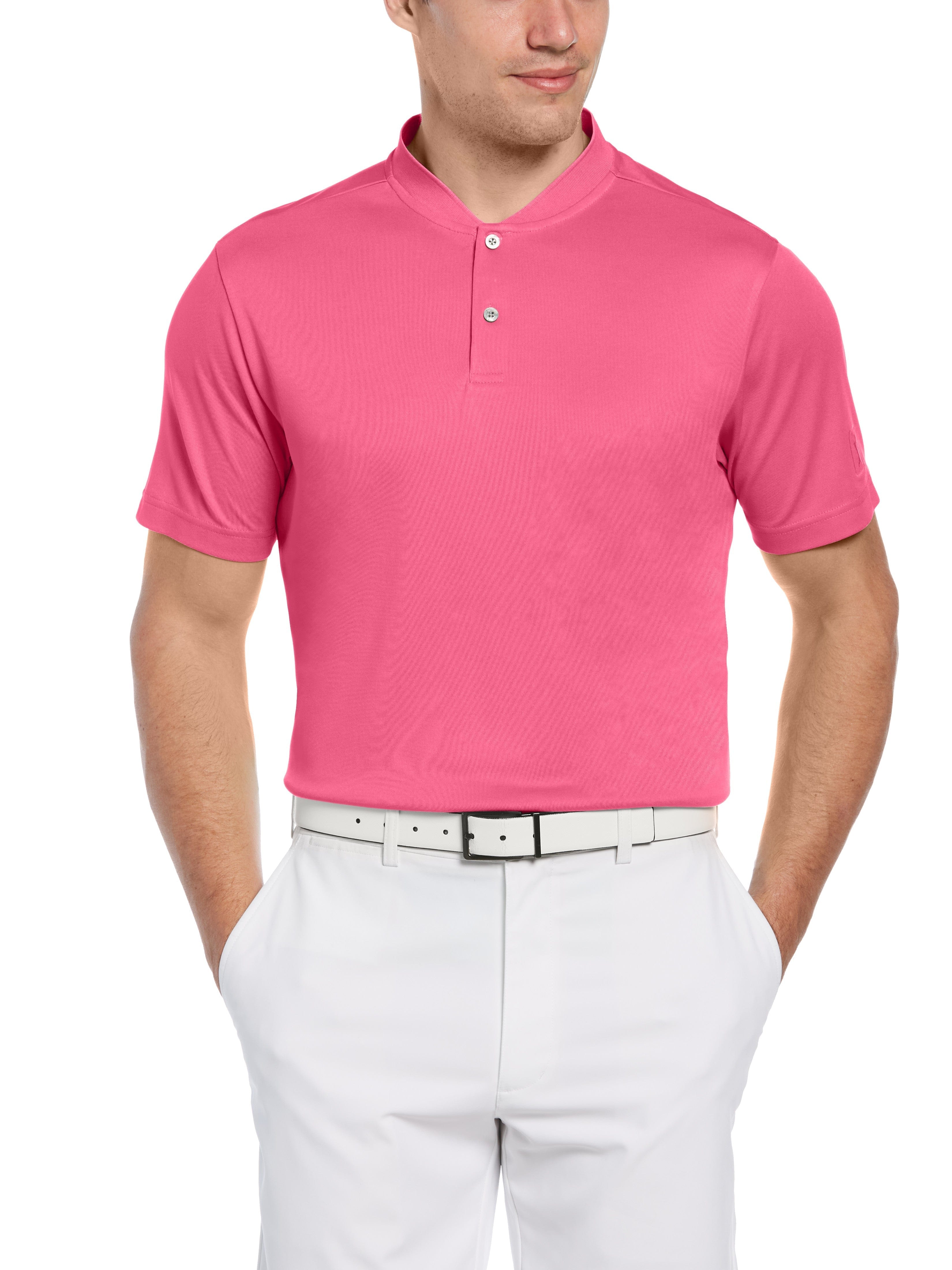 PGA TOUR Apparel Mens Pique Polo Shirt w/ Casual Collar, Size Medium, Rose Violet Pink, 100% Polyester | Golf Apparel Shop