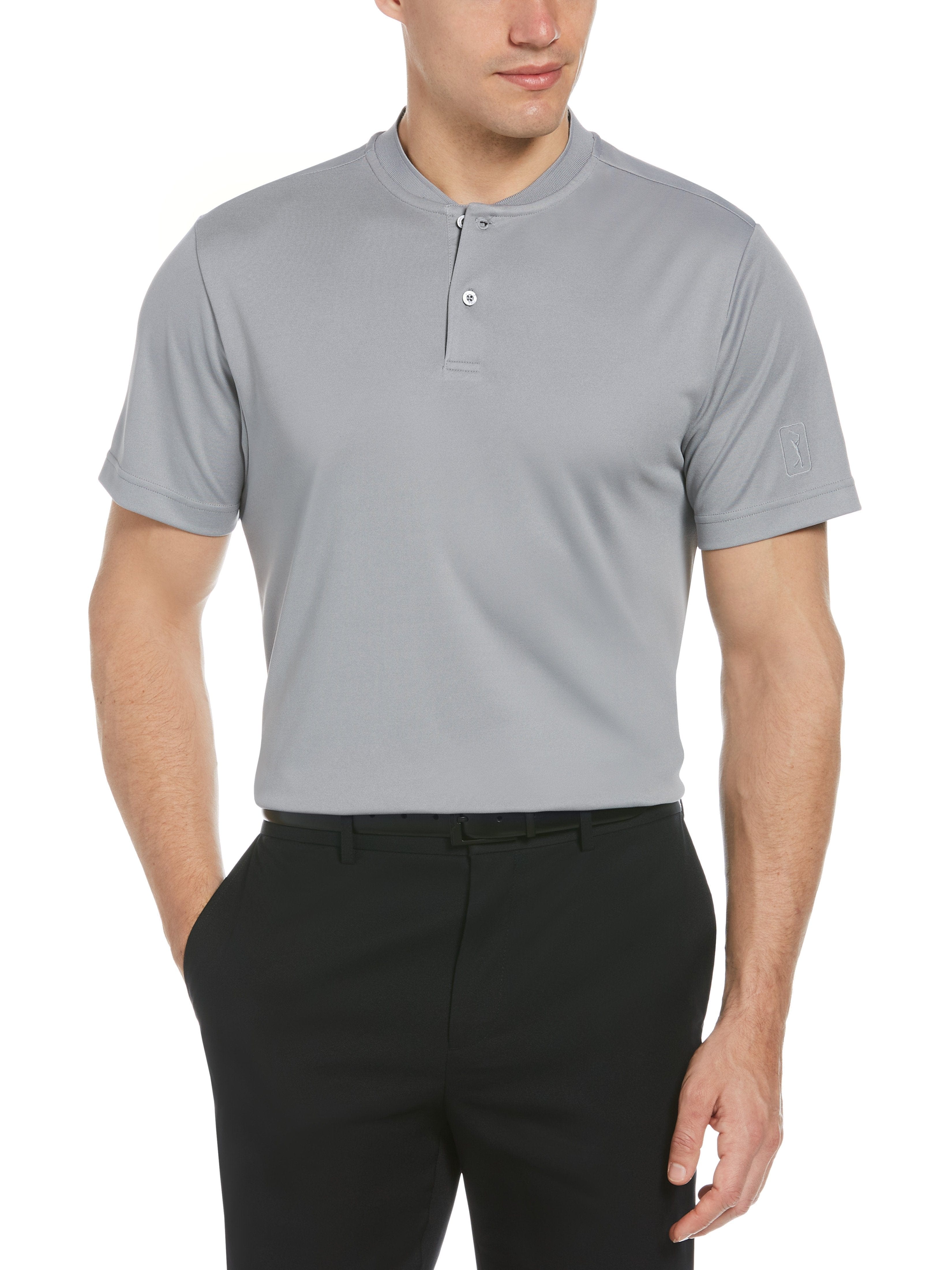 PGA TOUR Apparel Mens Pique Polo Shirt w/ Casual Collar, Size Large, Sleet Gray, 100% Polyester | Golf Apparel Shop