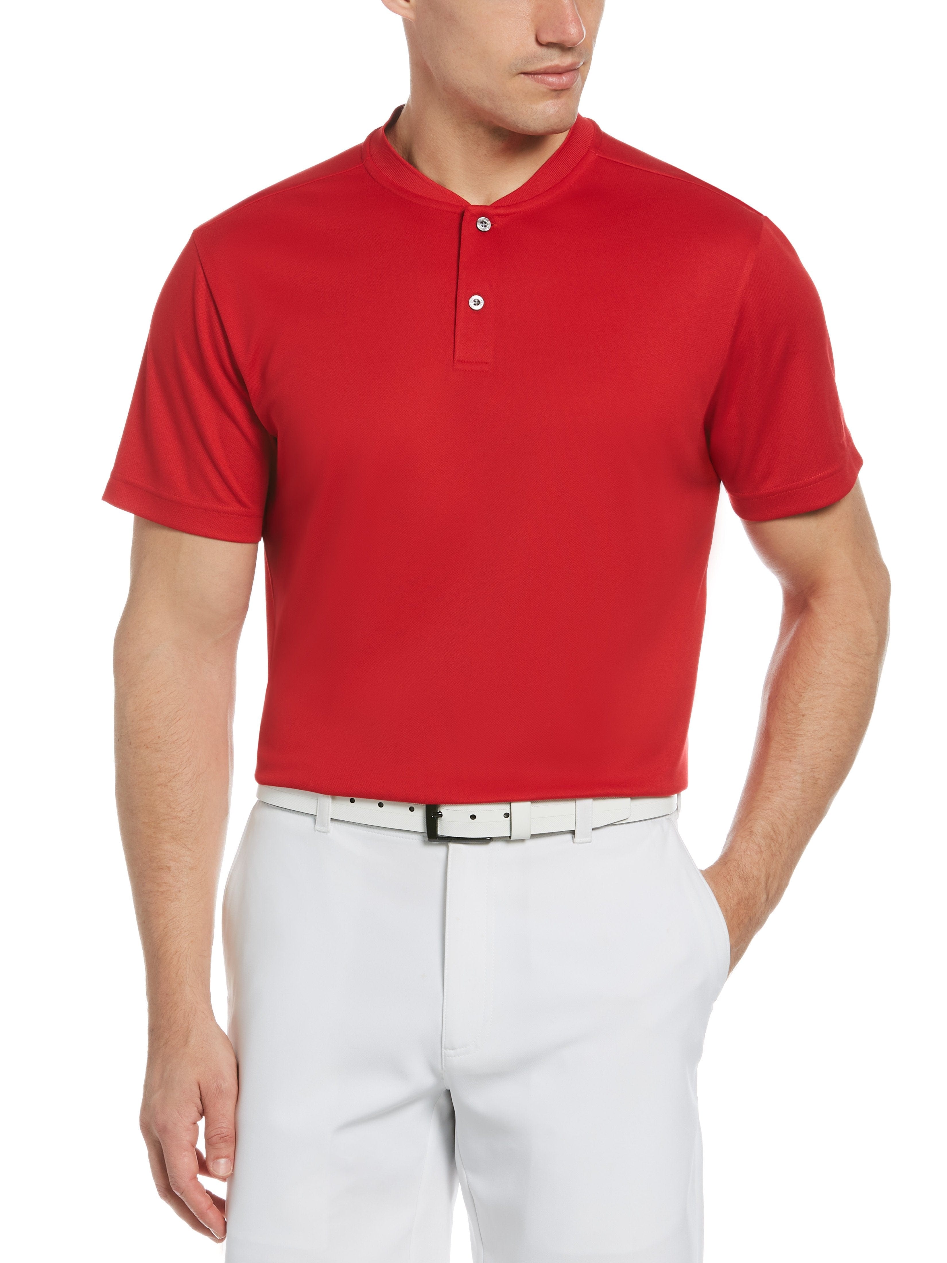 PGA TOUR Apparel Mens Pique Polo Shirt w/ Casual Collar, Size Medium, Tango Red, 100% Polyester | Golf Apparel Shop