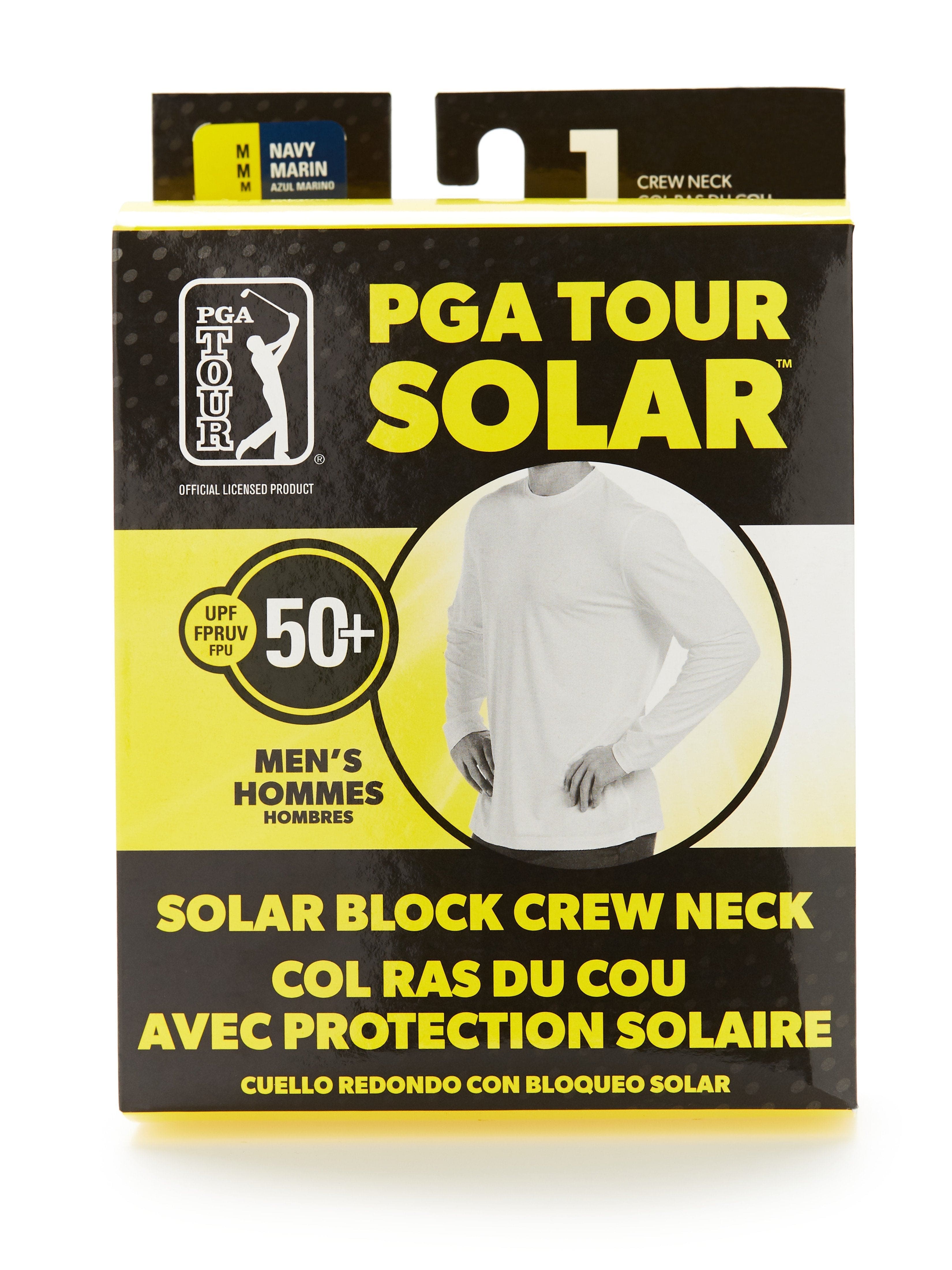 PGA TOUR Apparel Mens Solar Block Crew Top, Size Medium, Navy Blue, Polyester/Elastane | Golf Apparel Shop