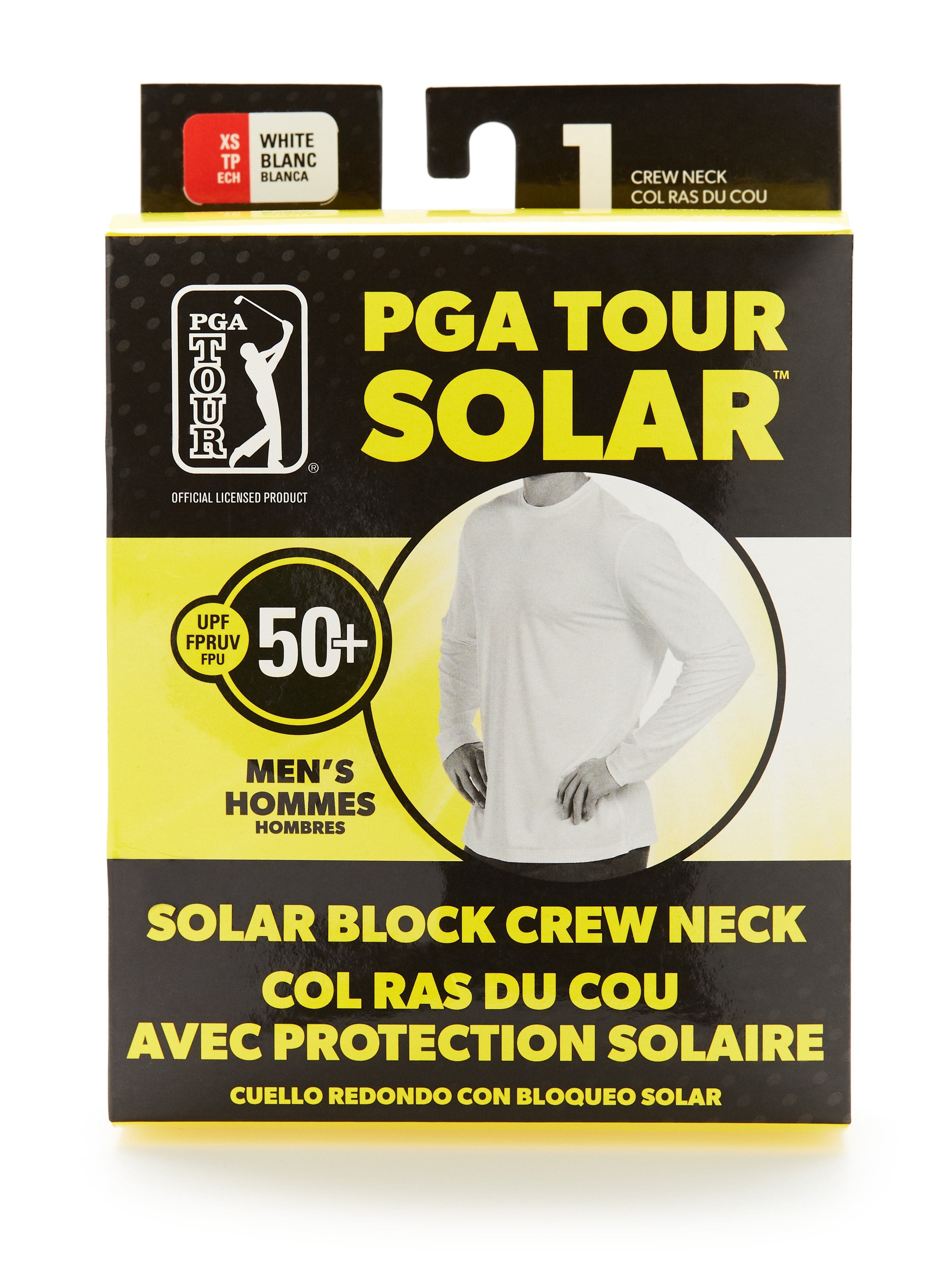 PGA TOUR Apparel Mens Solar Block Crew Top, Size Large, White, Polyester/Elastane | Golf Apparel Shop