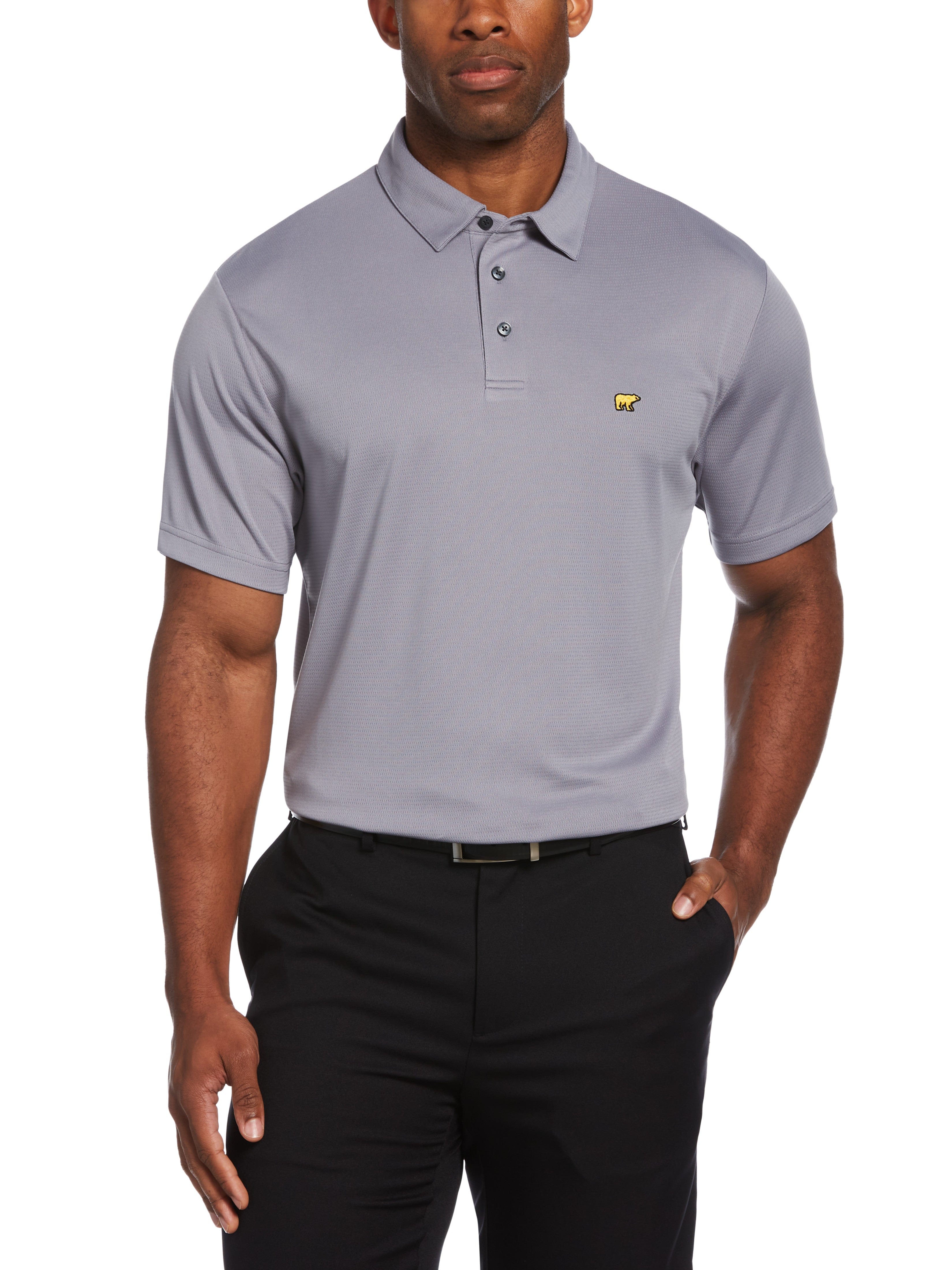 Jack Nicklaus Mens Solid Textured Golf Polo Shirt, Size XL, Tradewinds Gray, 100% Polyester | Golf Apparel Shop