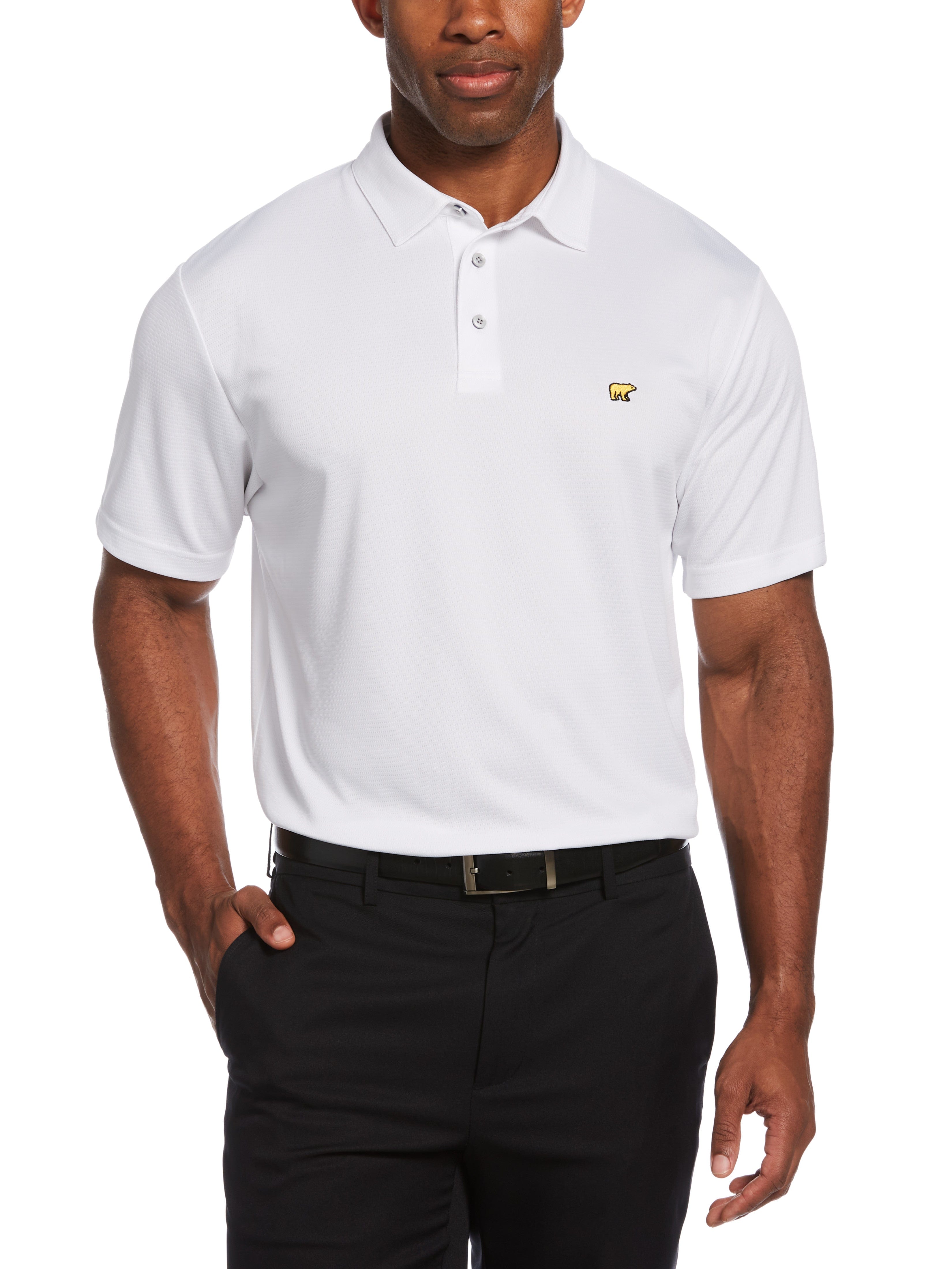 Jack Nicklaus Mens Solid Textured Golf Polo Shirt, Size 2XL, White, 100% Polyester | Golf Apparel Shop