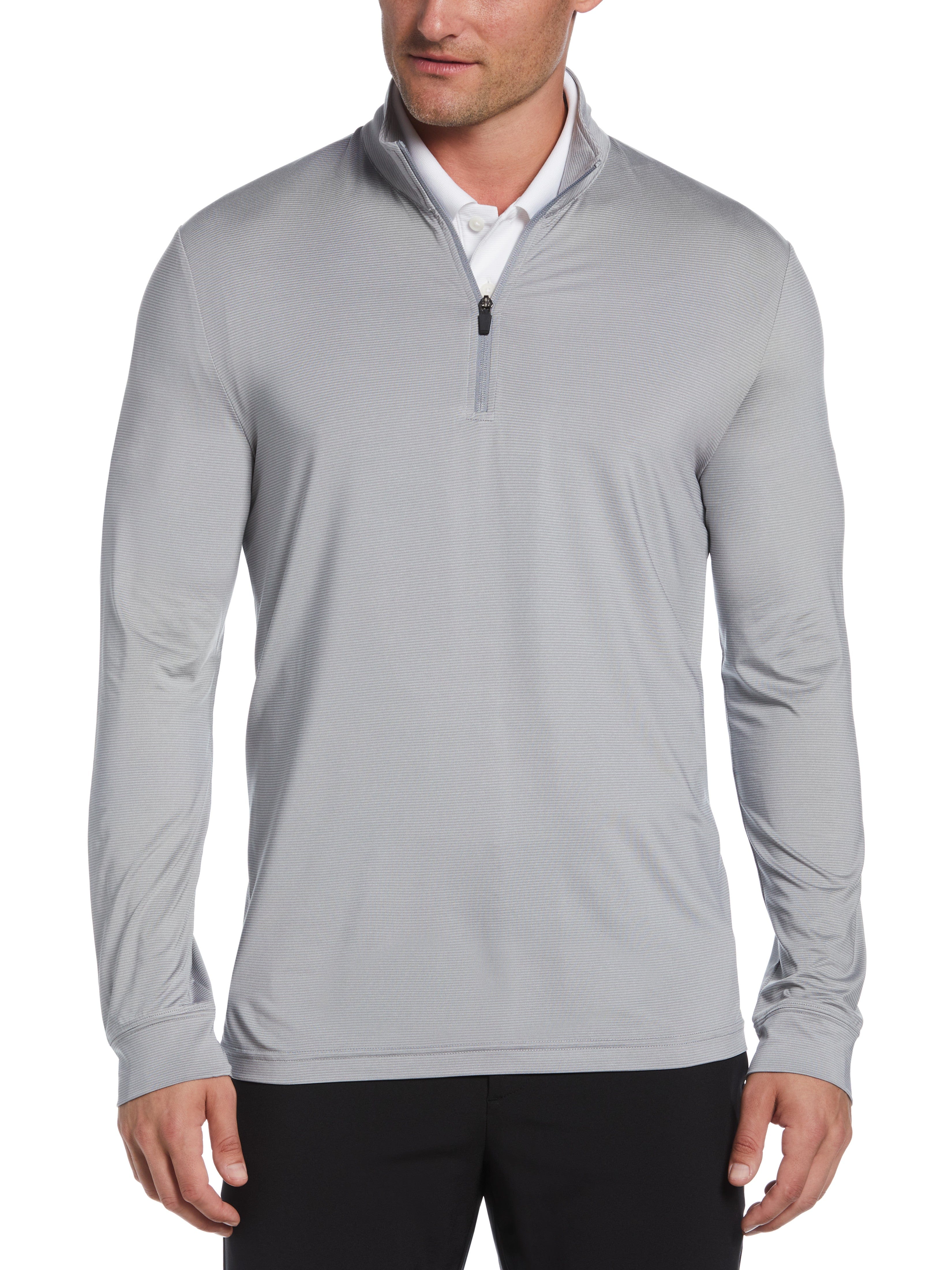 PGA TOUR Apparel Mens Sun Shade 1/4 Zip Golf Pullover Top, Size Small, Tradewinds Heather Gray, Polyester/Elastane | Golf Apparel Shop