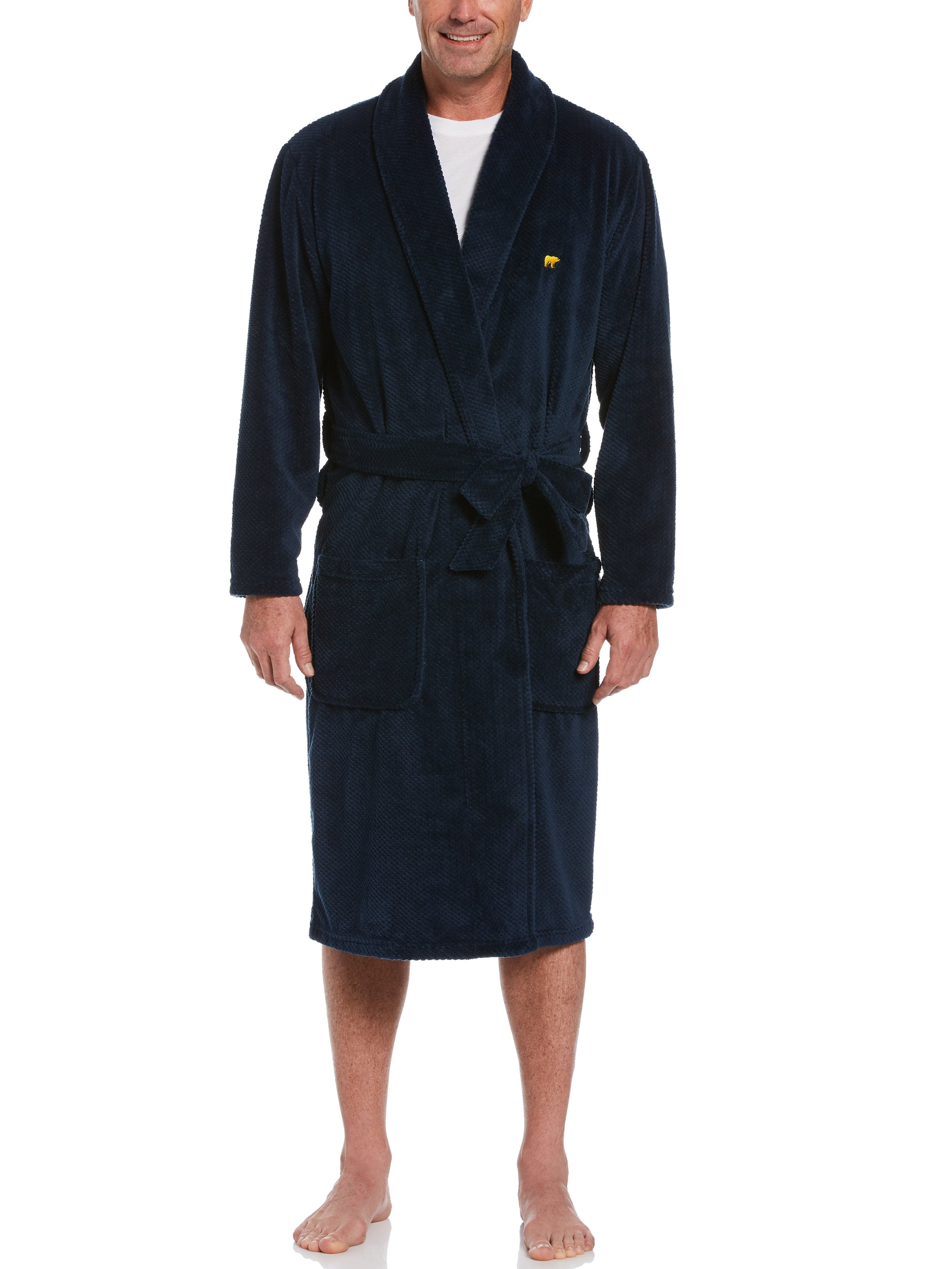 Jack Nicklaus Mens Textured Fleece Robe, Dress Blues, 100% Polyester | Golf Apparel Shop