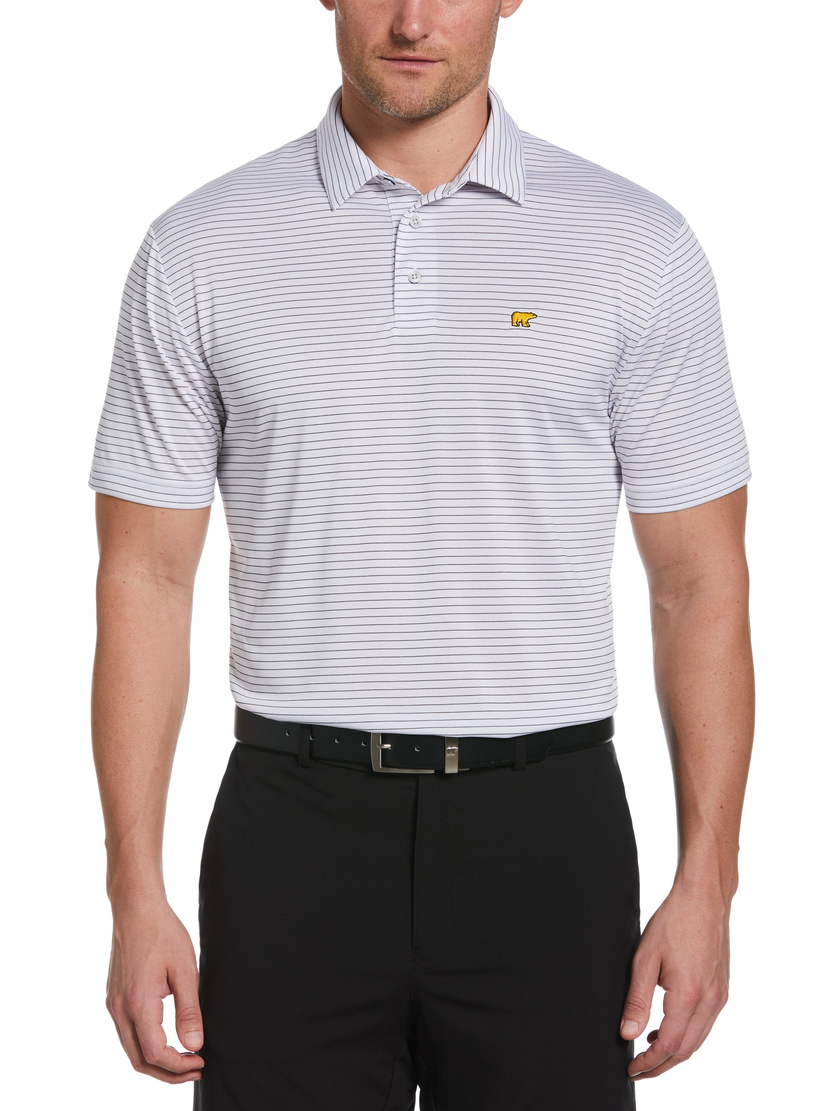 Jack Nicklaus Mens Two Color Stripe Golf Polo Shirt, Size Medium, White, 100% Polyester | Golf Apparel Shop