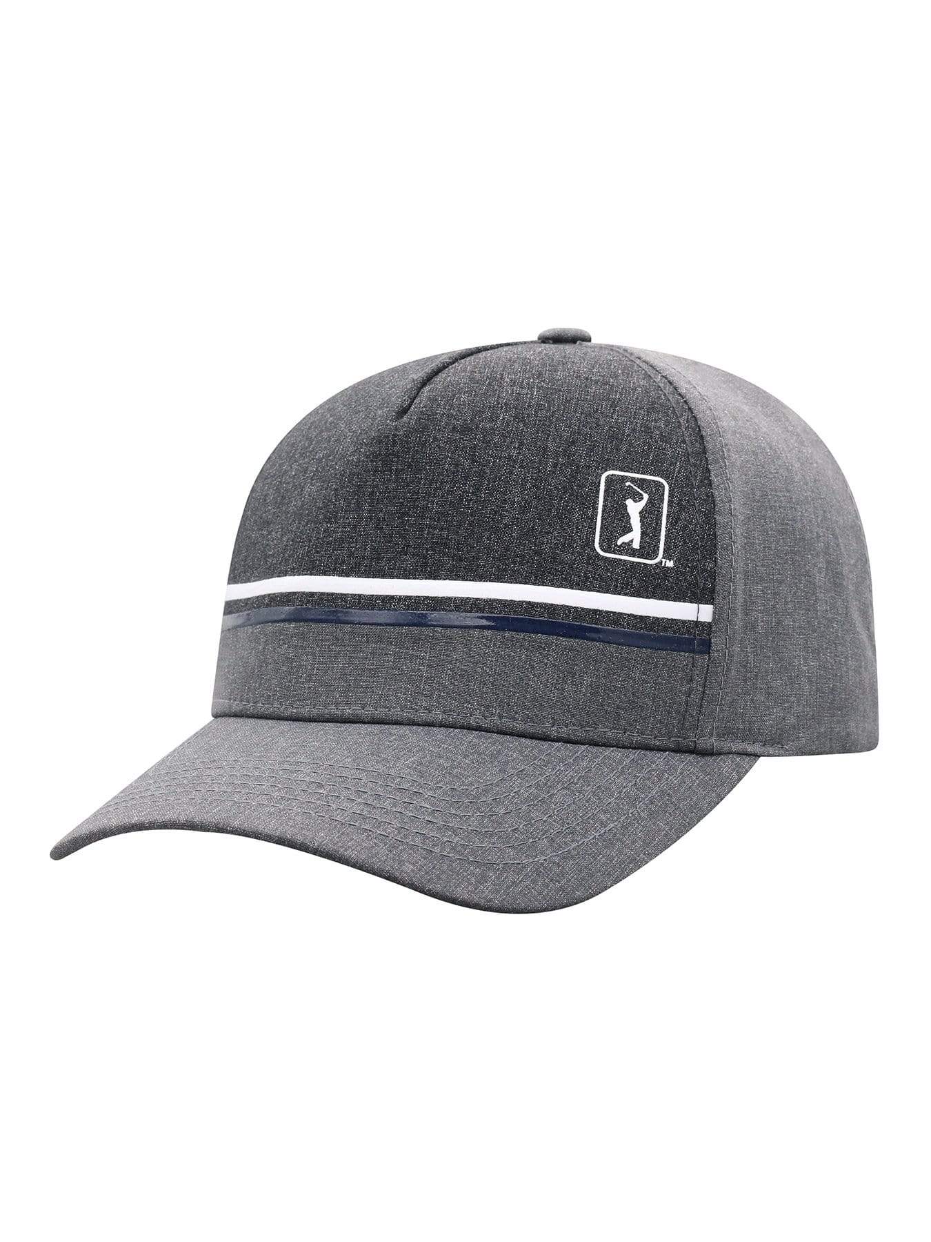 PGA TOUR Apparel Striped Snapback Adjustable Hat, Grey Heather Gray | Golf Apparel Shop