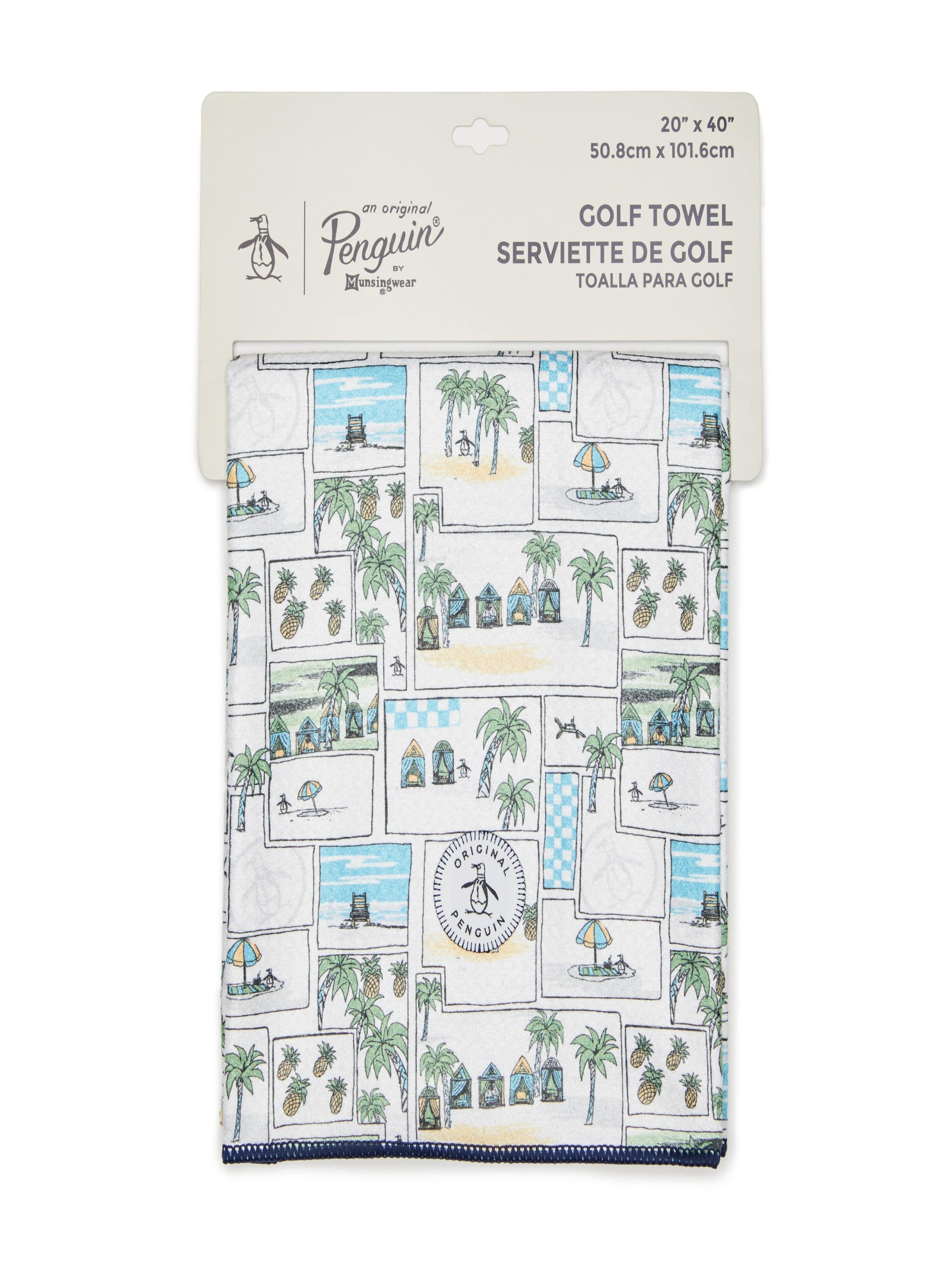 Original Penguin Tropical Postcard Waffle Towel, White, Polyester/Polyamide | Golf Apparel Shop