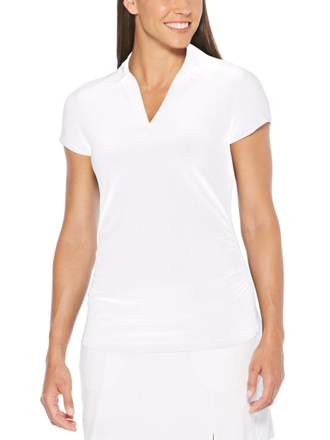 Women's Golf Polo Shirts Collarless UPF 50+ Tennis Running T-Shirt - White  White / XS