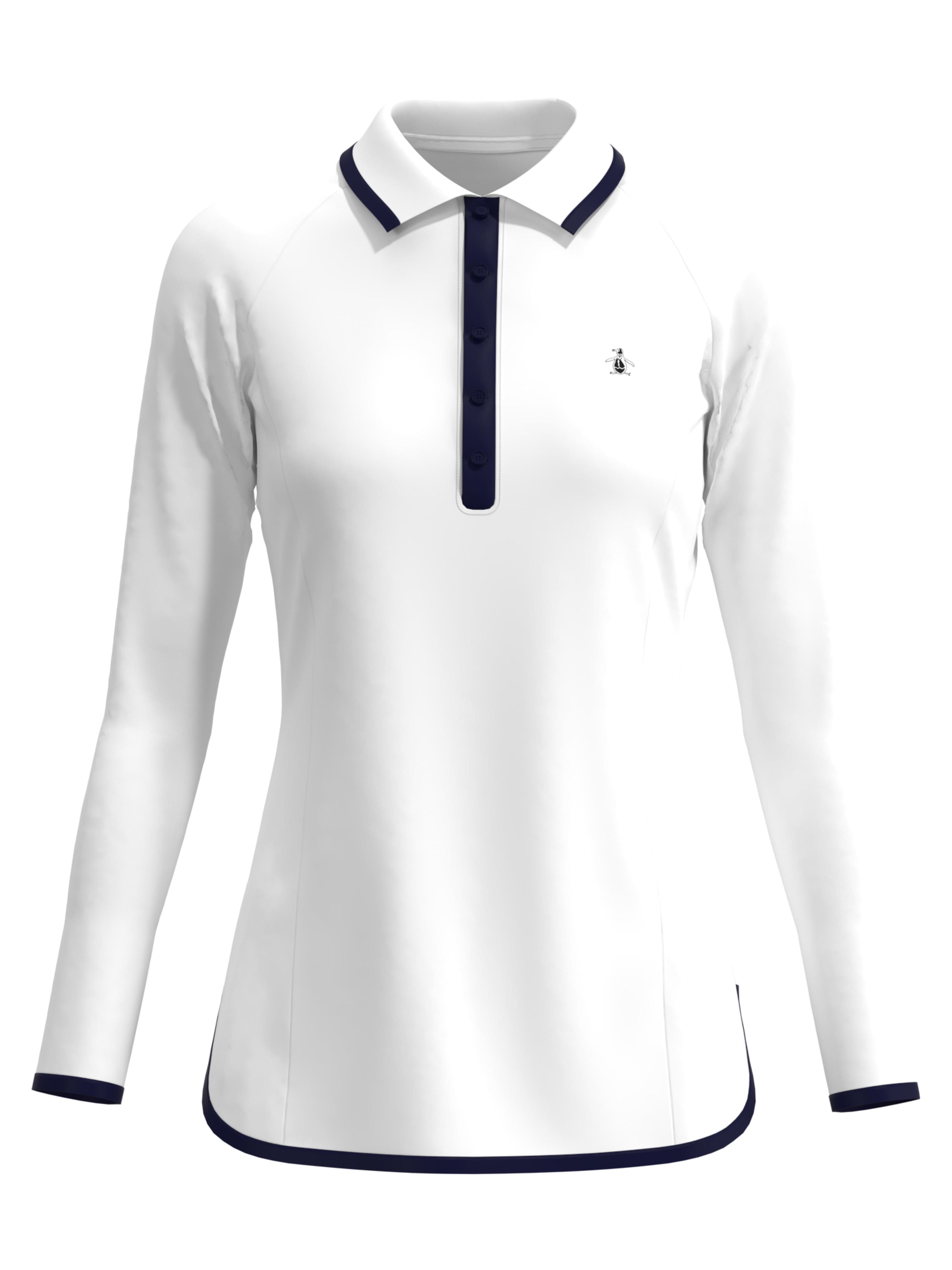 Original Penguin Womens Contrast Rounded Hem Golf Polo Shirt, Size 2XL, White, Polyester/Recycled Polyester/Elastane | Golf Apparel Shop