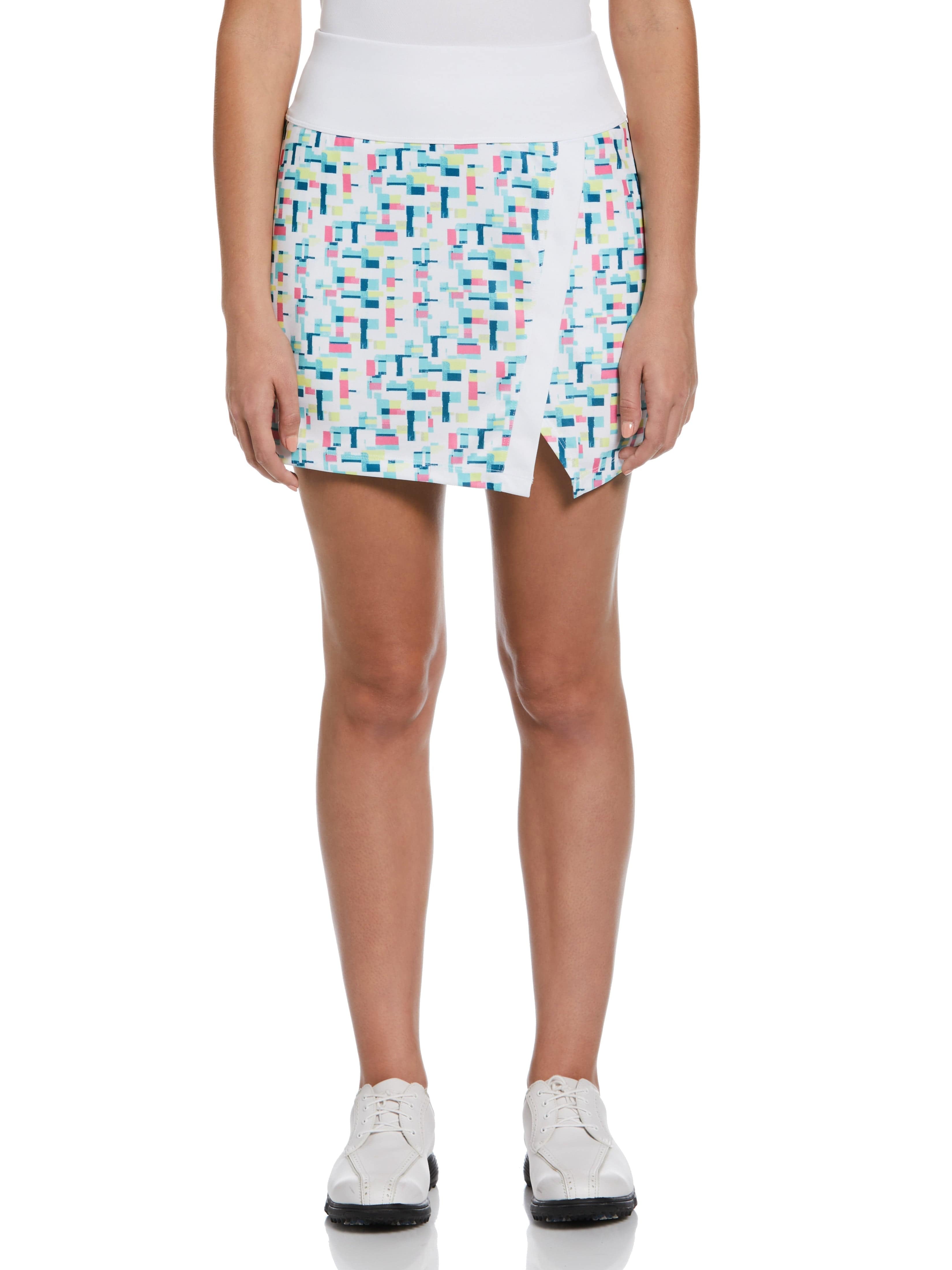 PGA TOUR Apparel Womens Geometric Print Wrap Golf Skort, Size XL, White, 100% Polyester | Golf Apparel Shop