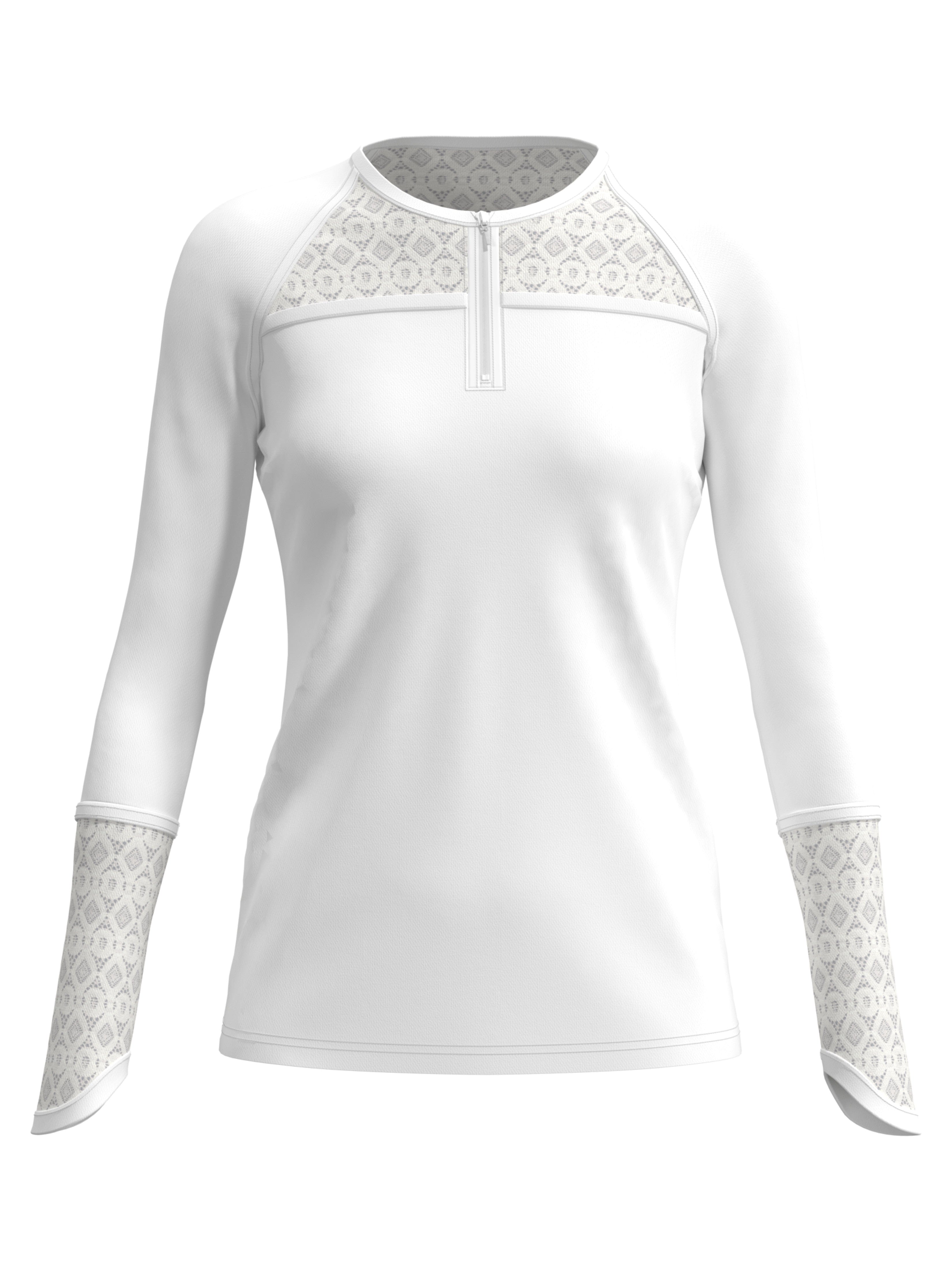 Original Penguin Womens Raglan Tennis Shirt w/ Lace Inserts, Size 2XL, White, Polyester/Recycled Polyester/Elastane | Golf Apparel Shop