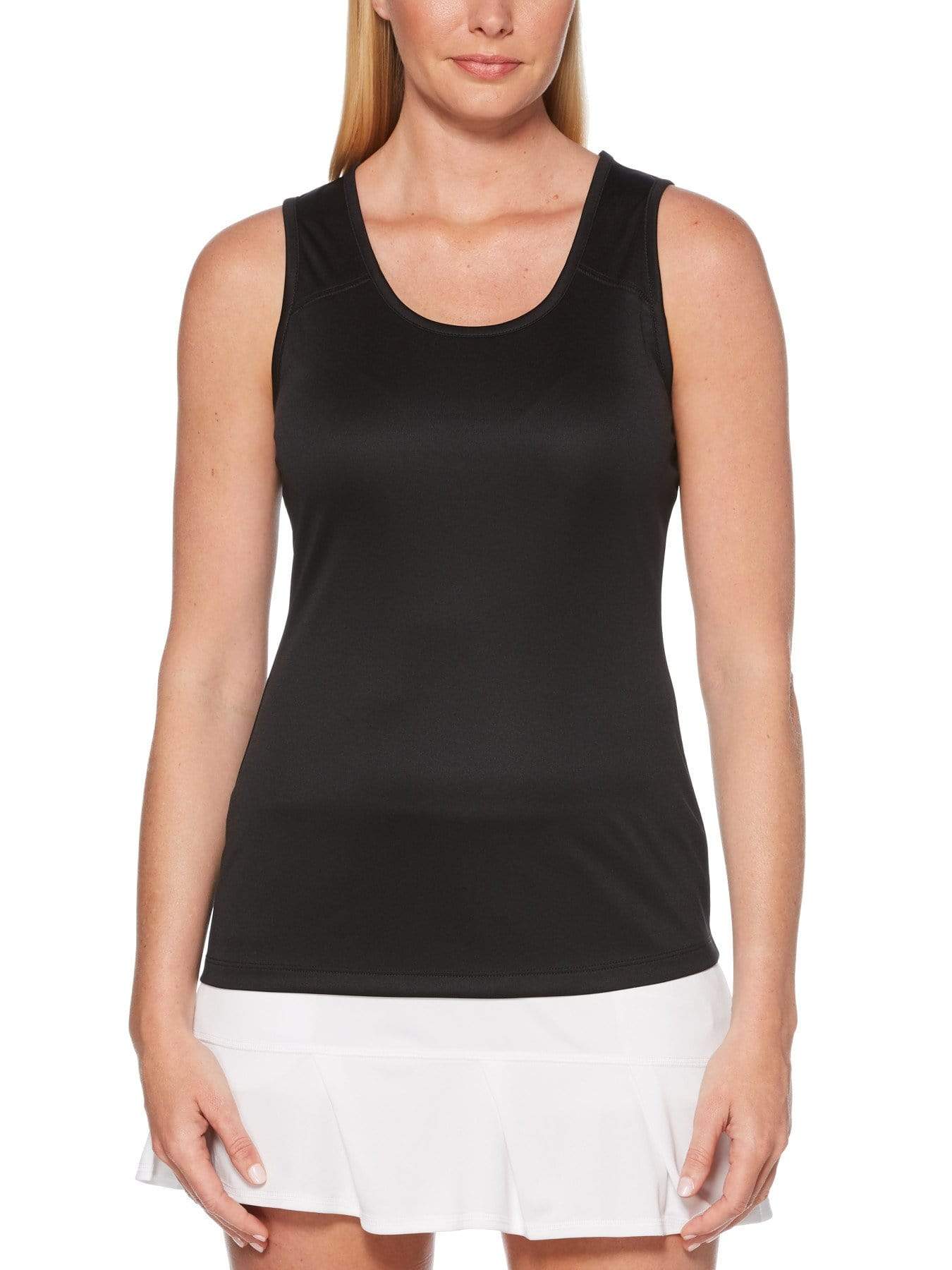 Grand Slam Womens Solid Keyhole Tennis Tank Top Top, Size Large, Black, 100% Polyester | Golf Apparel Shop