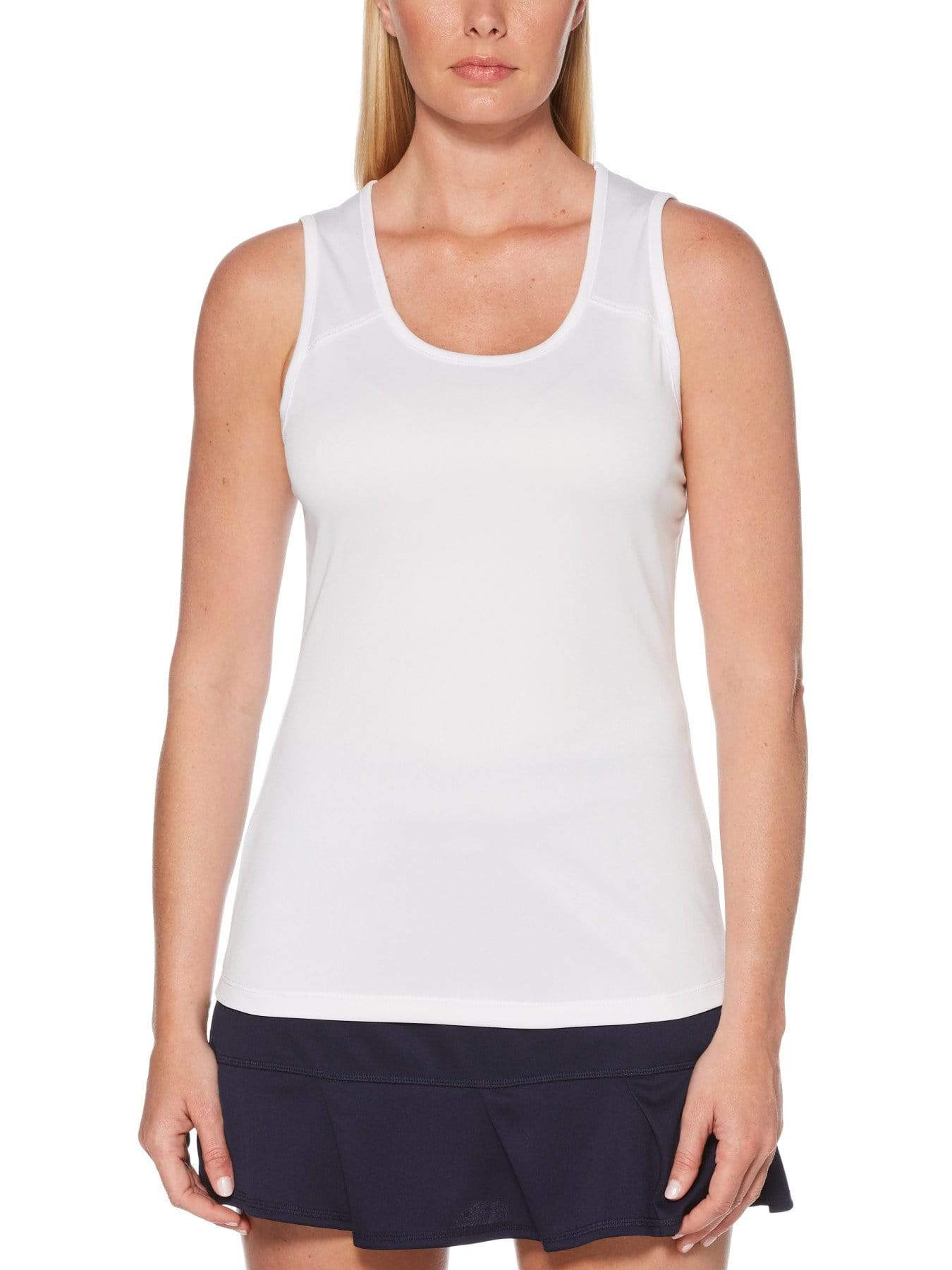 Grand Slam Womens Solid Keyhole Tennis Tank Top Top, Size Small, Brilliant White, 100% Polyester | Golf Apparel Shop