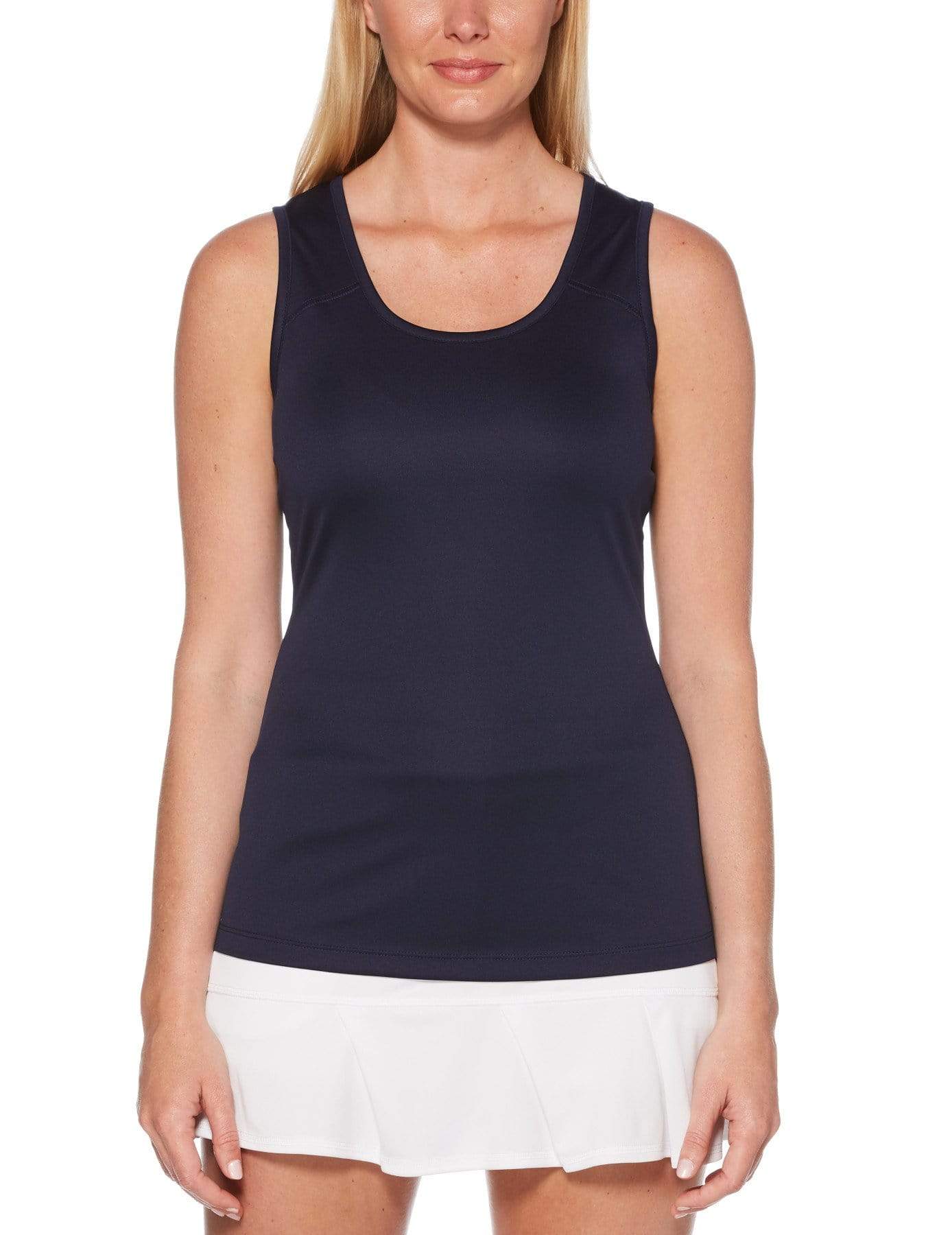 Grand Slam Womens Solid Keyhole Tennis Tank Top Top, Size XL, Navy Blue, 100% Polyester | Golf Apparel Shop