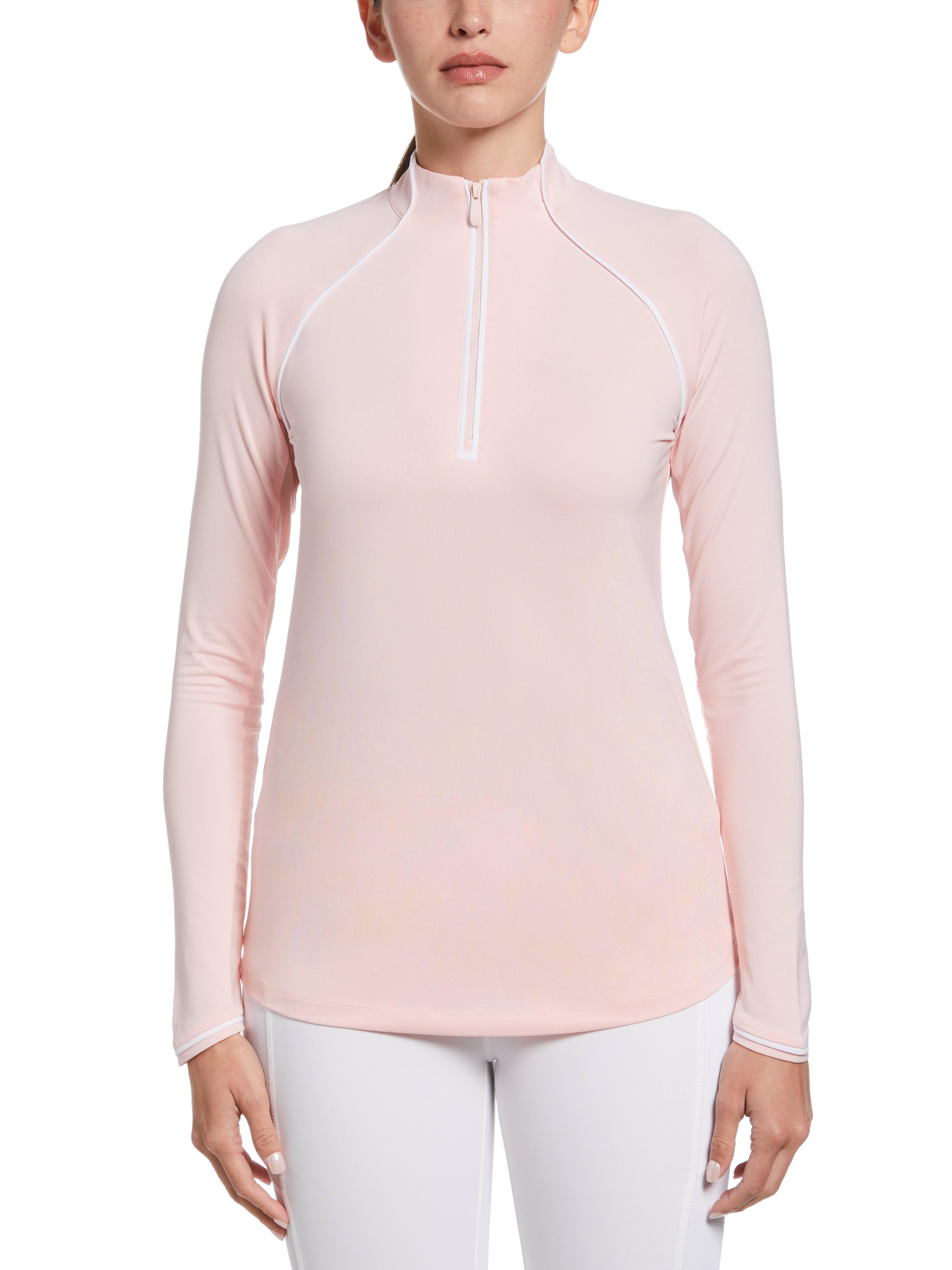 Original Penguin Womens Solid Sun Protection Top, Size XS, First Bluesh Pink, Polyester/Recycled Polyester/Elastane | Golf Apparel Shop