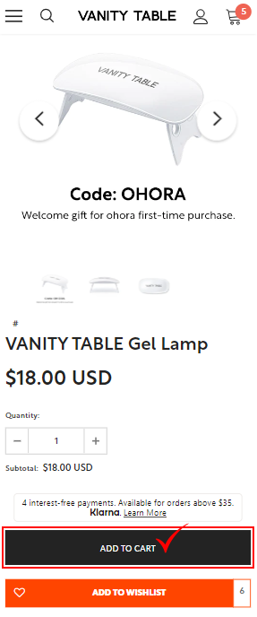 vanity table free gel lamp