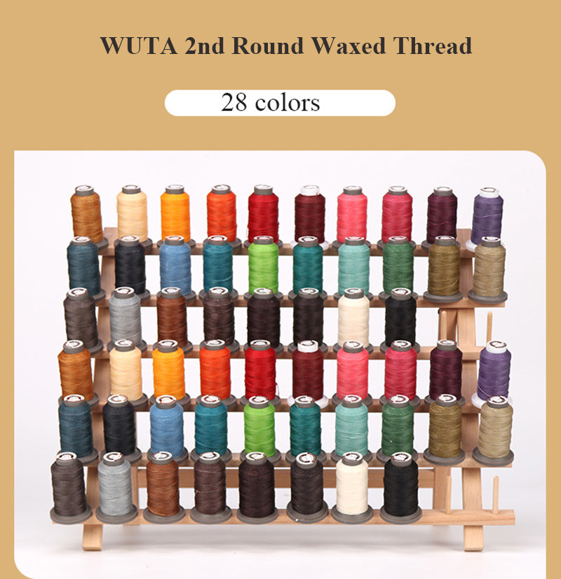WUTA 0.55mm Round Waxed Thread for Leather Sewing Leather Thread Wax String  Polyester Cord Leather Craft Hand Sewing Stitching Bookbind (Cream White