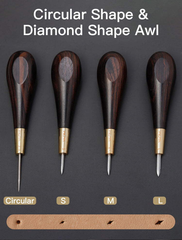 Leather Craft Wooden Diamond Rhombus Awl DIY Leather Stitching Sewing Punch  Tool