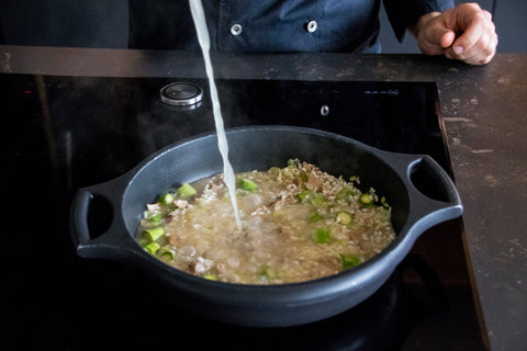 Risotto de boletus y espárragos con trufa negra